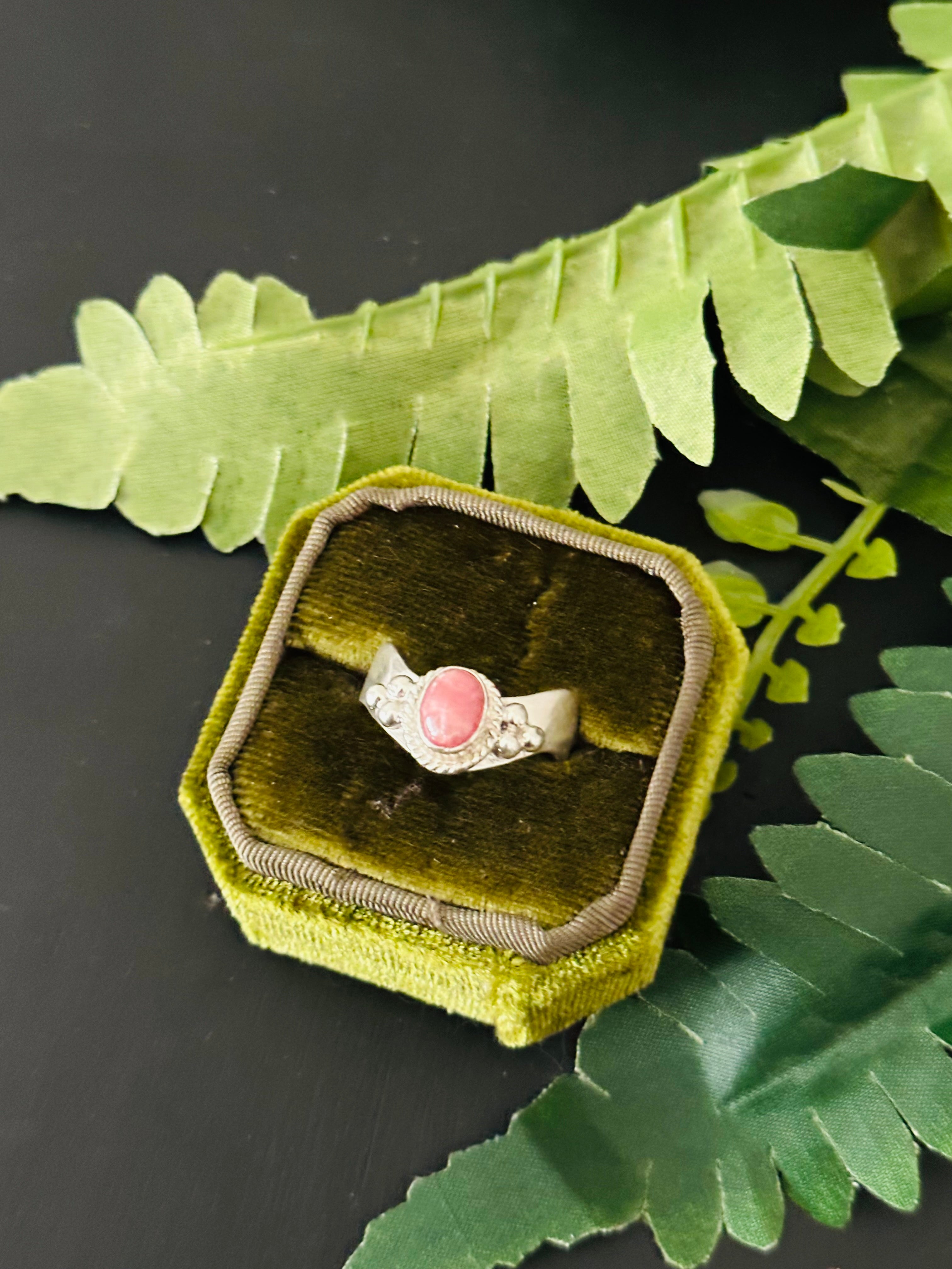 Navajo Made Rhodochrosite & Sterling Silver Ring