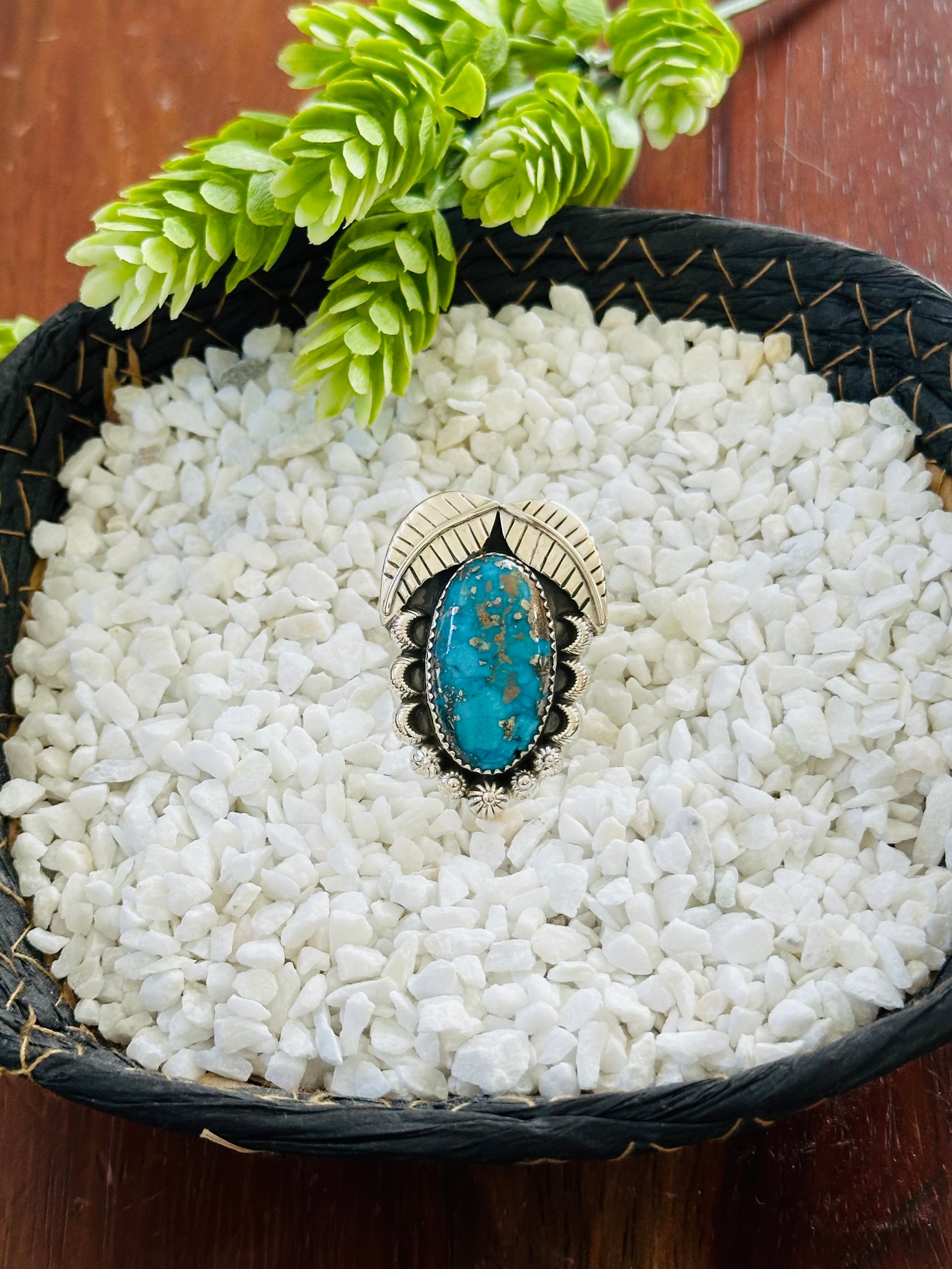 TTD “Retro” Kingman Turquoise & Sterling Silver Adjustable Ring