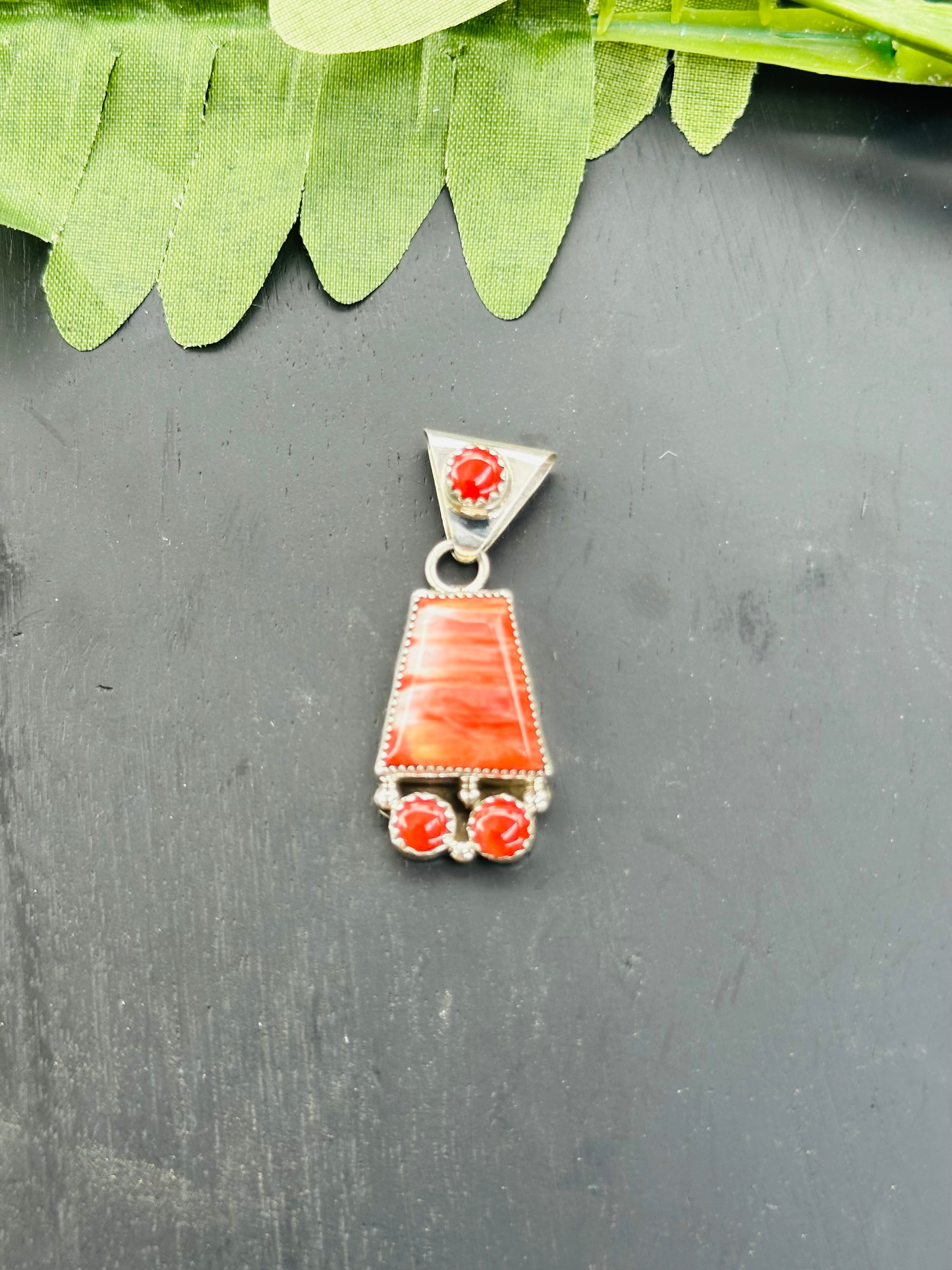 Navajo Made Multi Stone & Sterling Silver Pendant