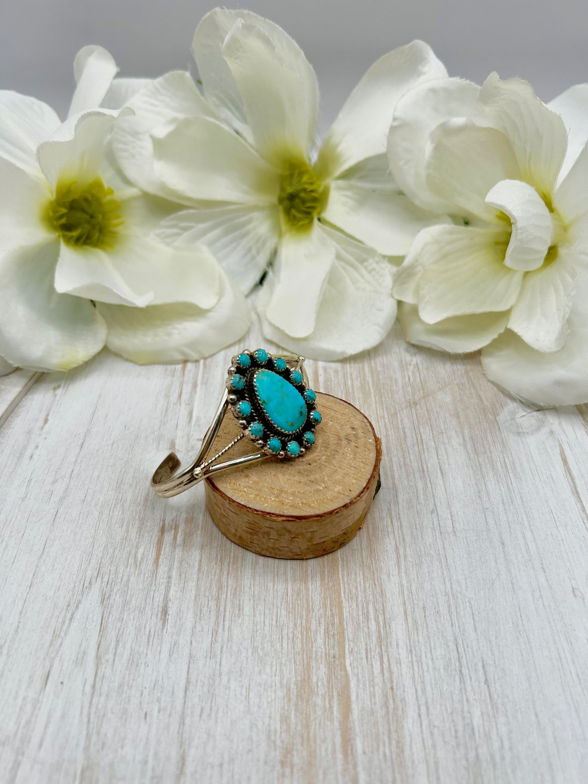 Peggy Skeets Kingman Turquoise & Sterling Silver Cuff Bracelet
