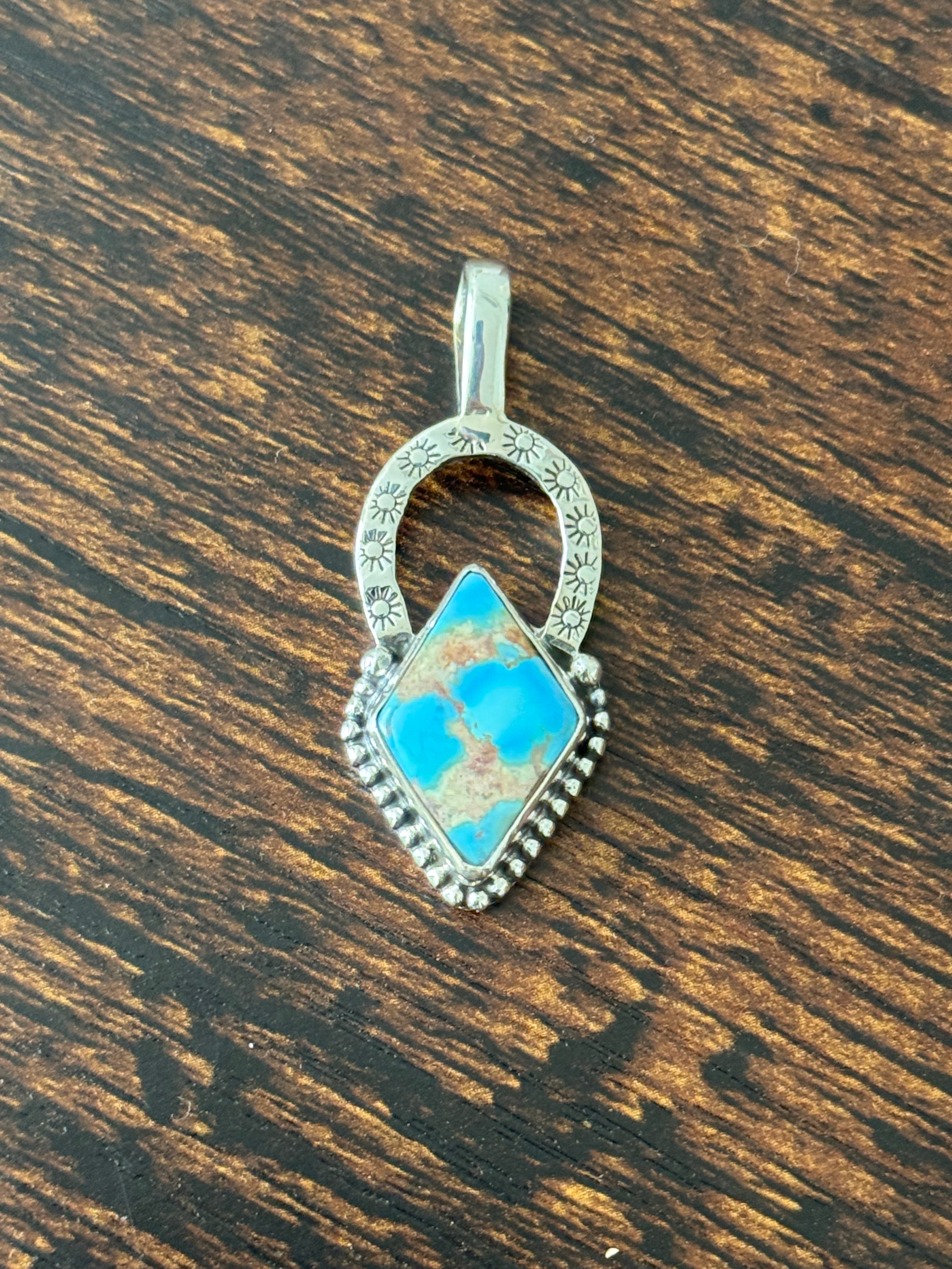 Southwest Golden Hills Turquoise & Sterling Silver Pendant