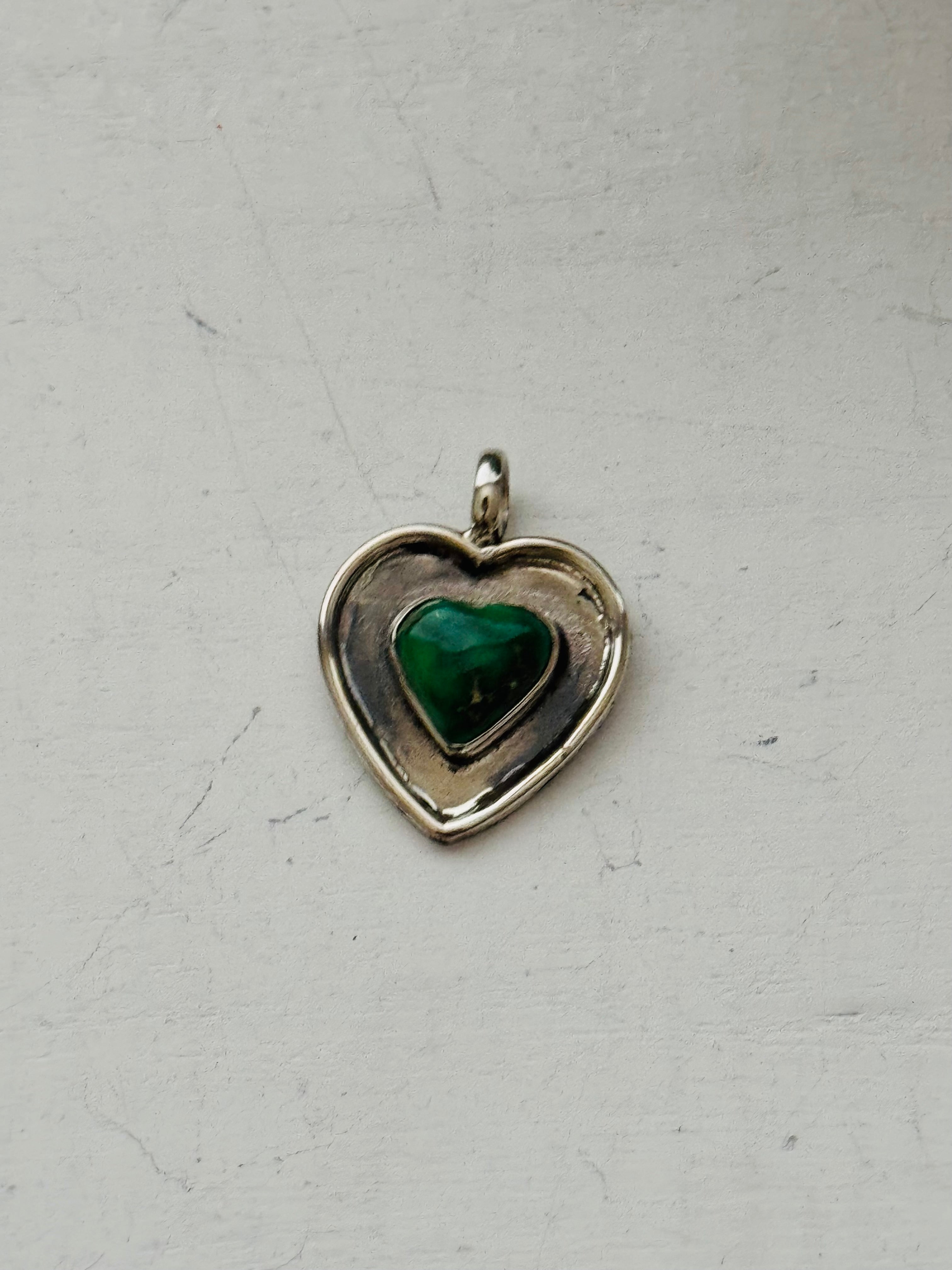 Southwest Handmade Turquoise & Sterling Silver Heart Pendants