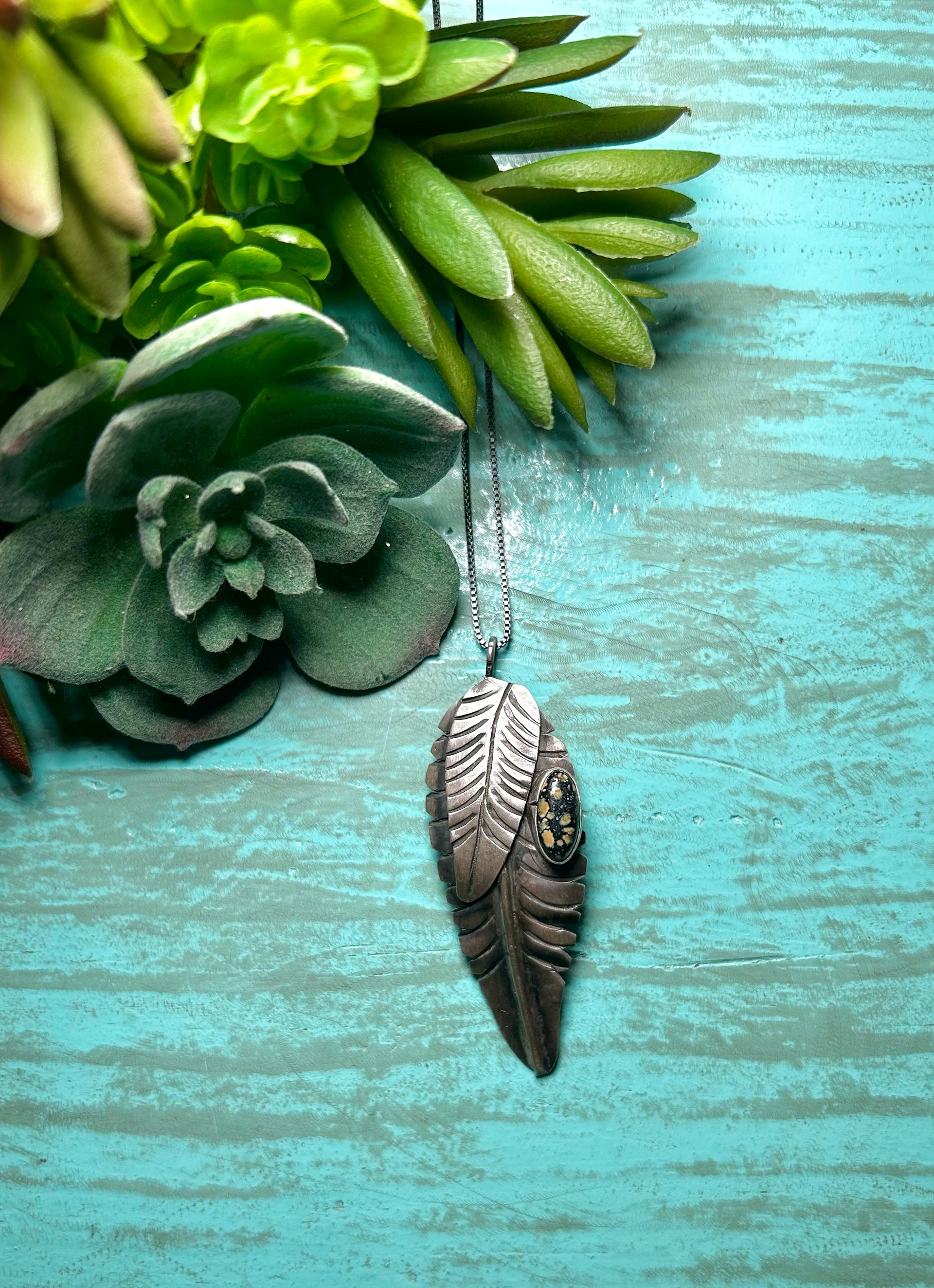 Navajo Made New Lander Variscite & Sterling Silver Necklace