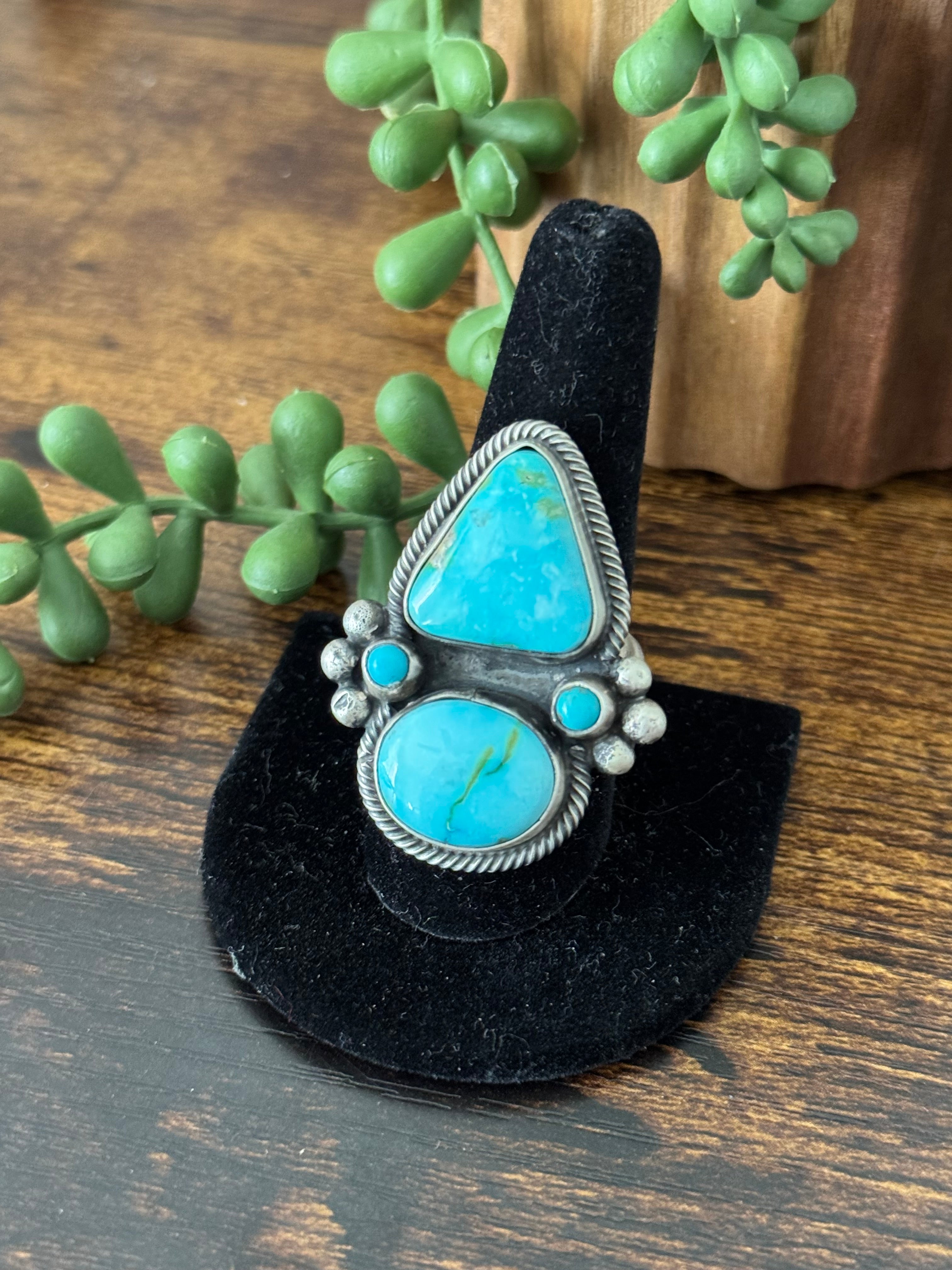 Sheila Becenti Sonoran Mountain Turquoise & Sterling Silver Ring Size 10