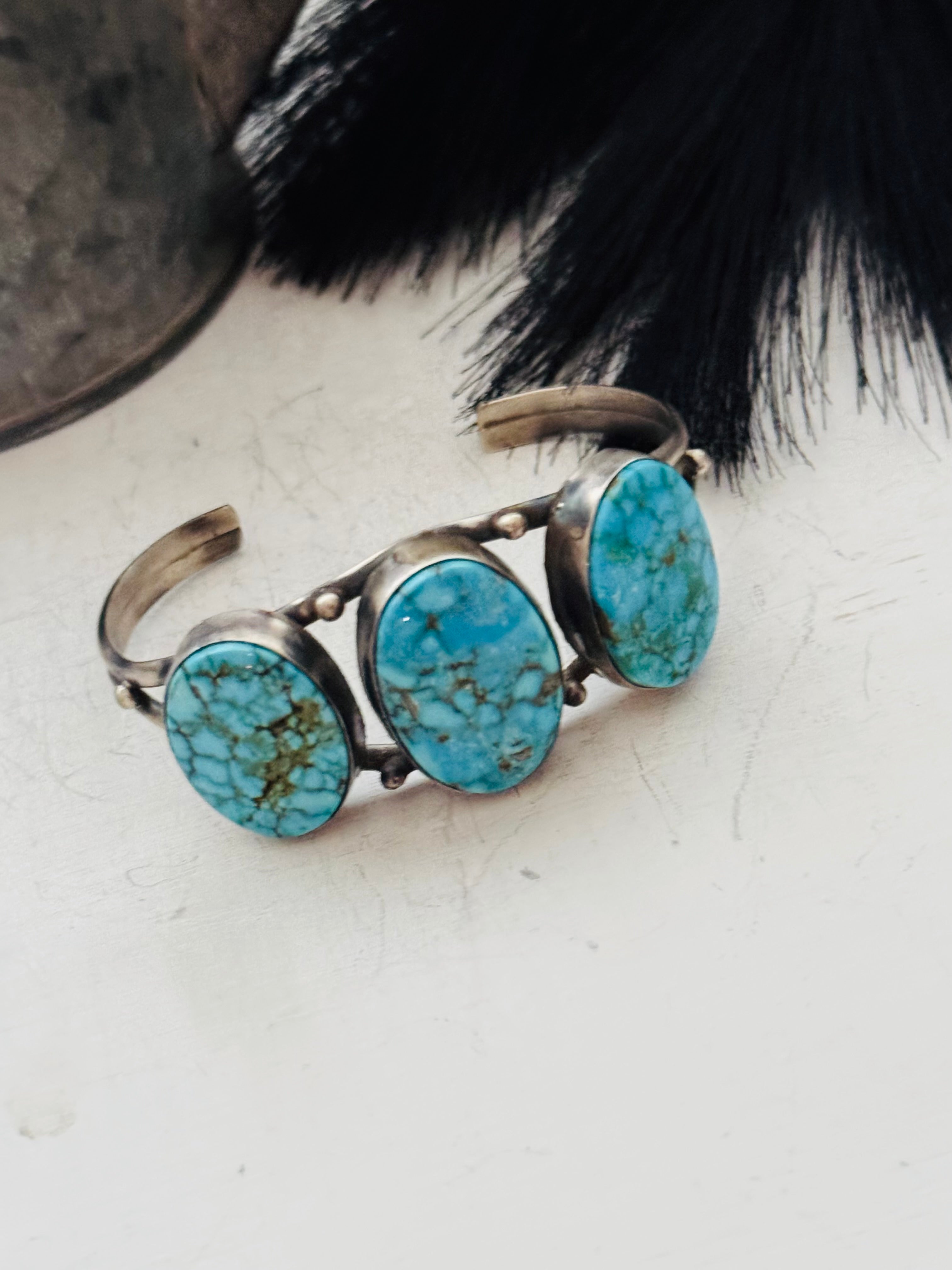 Peggy Skeets Birdseye Kingman Turquoise & Sterling Silver Cuff Bracelet