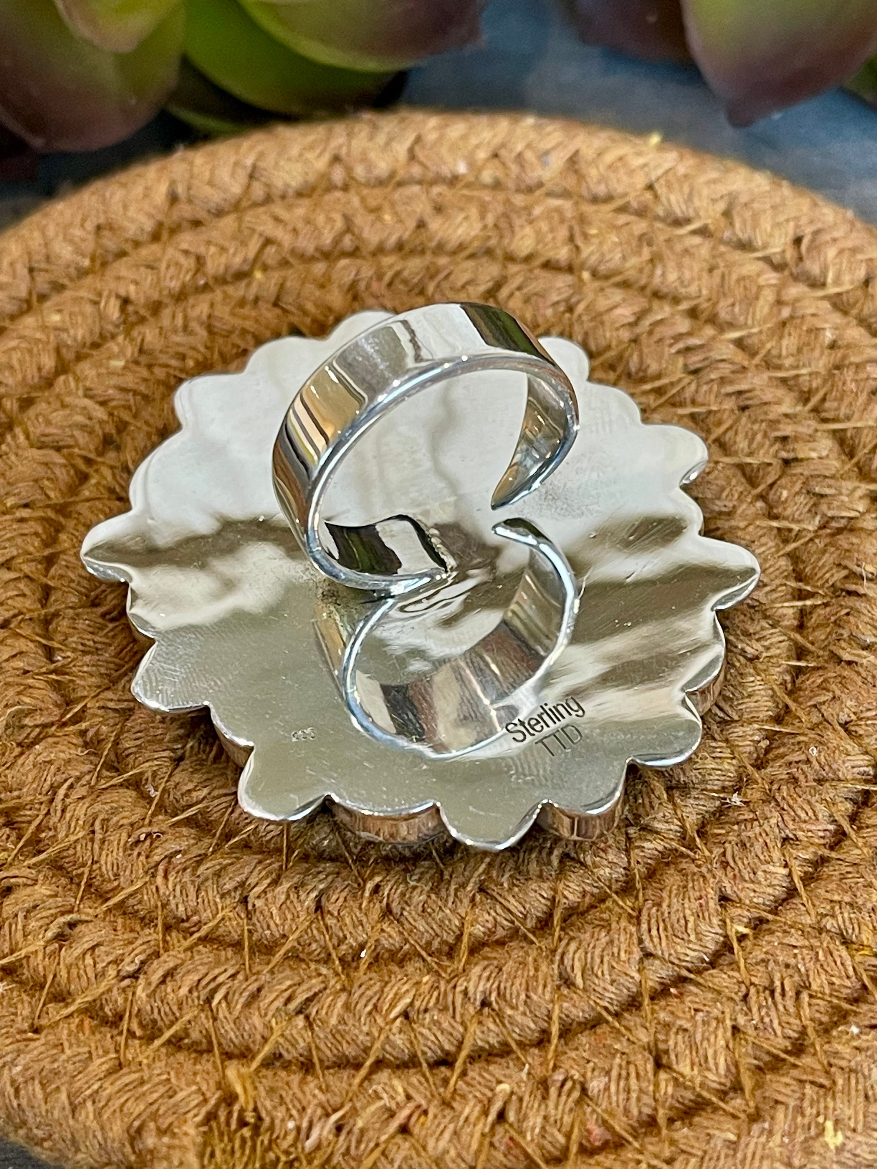 Southwest Handmade Multi Stone & Sterling Silver Adjustable Ring