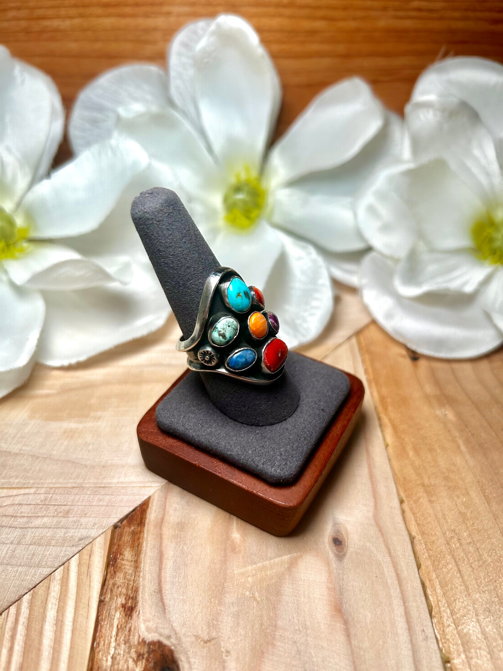 Emer Thompson Multi Stone & Sterling Silver Ring Size 9.25