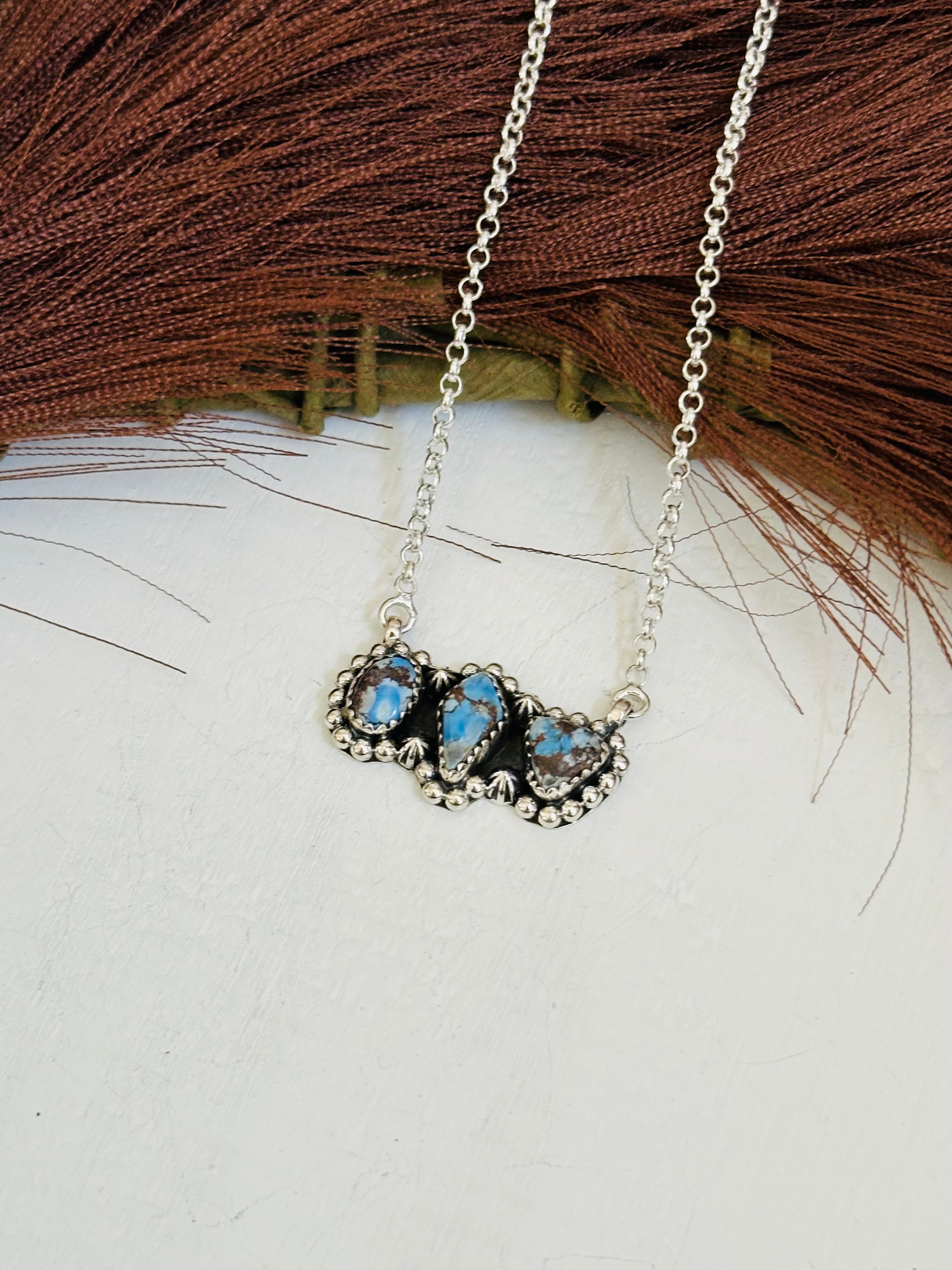 TTD “Array” Golden Hills Turquoise & Sterling Silver Necklace