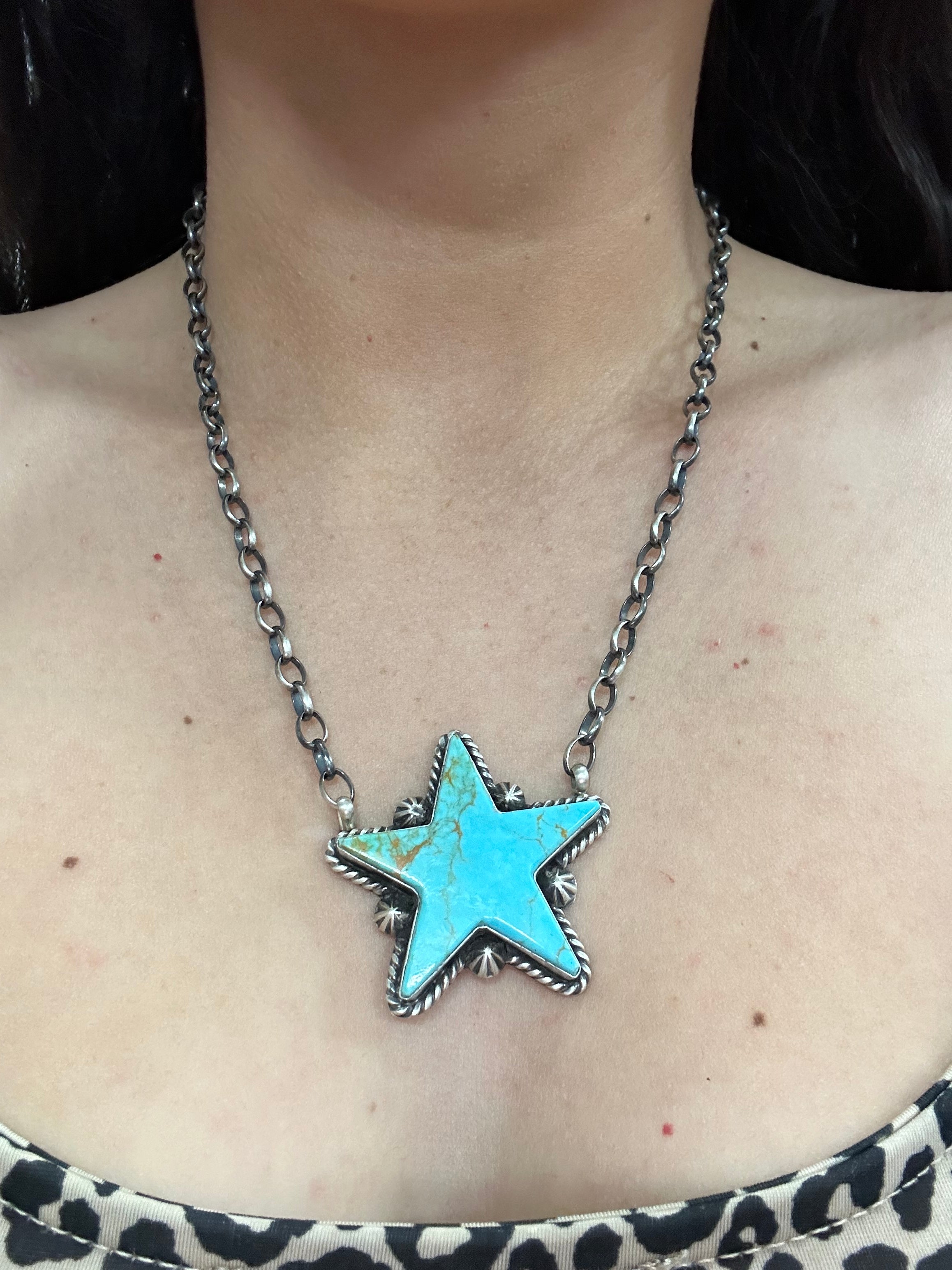 Donovan Skeets Kingman Turquoise & Sterling Silver Star Necklace