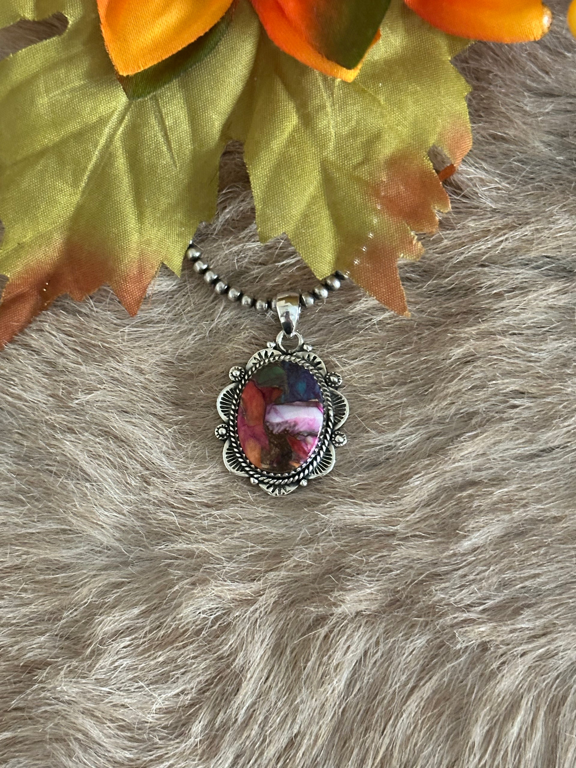 Southwest Handmade Mohave Turquoise & Sterling Silver Pendant