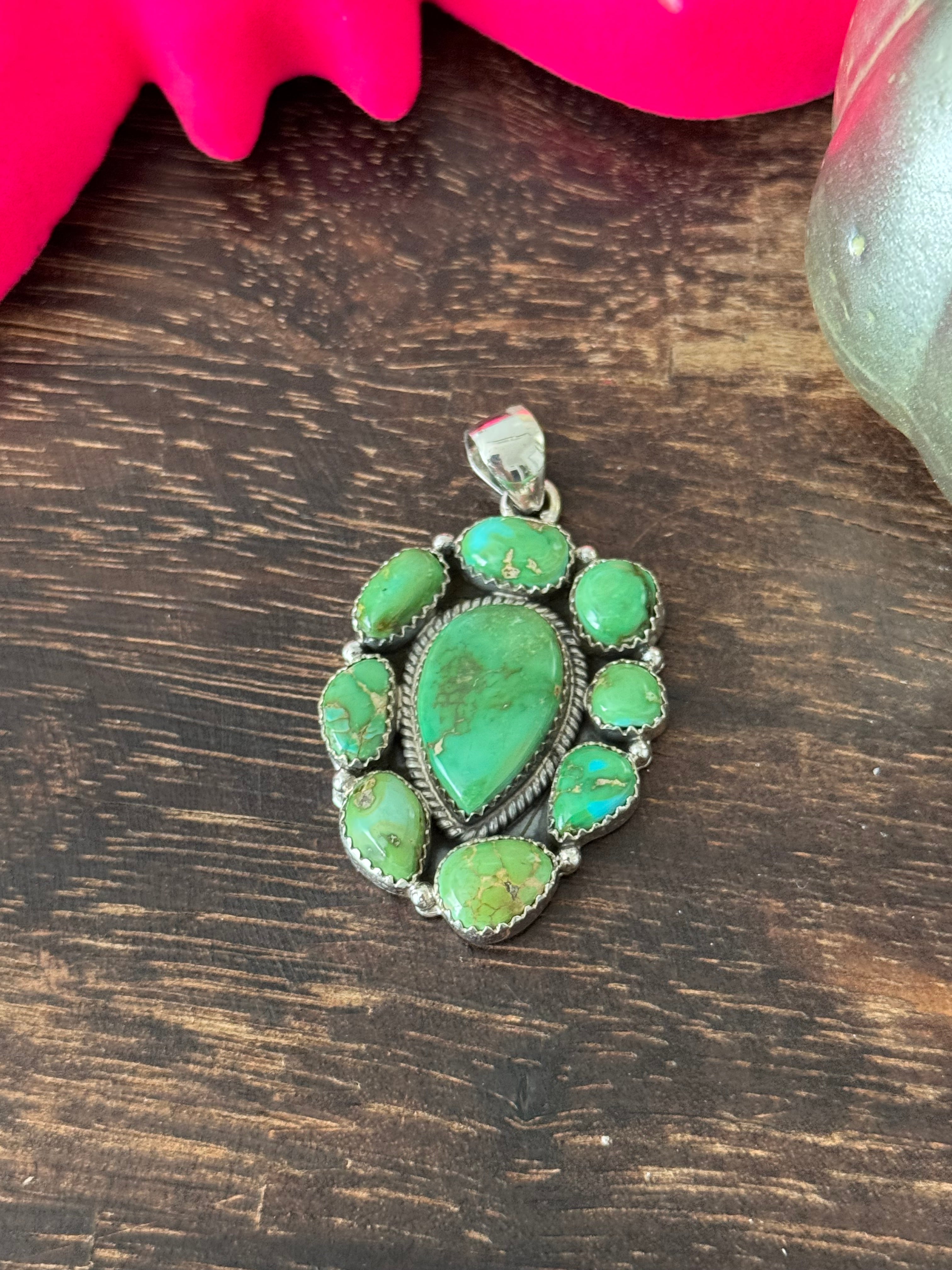 Southwest Handmade Sonoran Mountain Turquoise & Sterling Silver Pendant