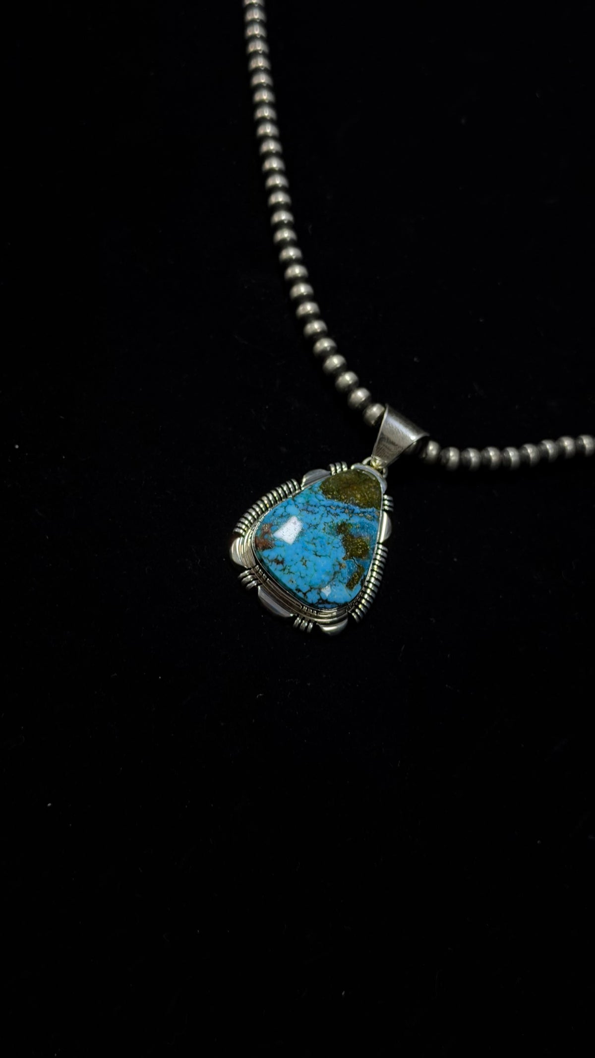 Rick Tolino High Grade Kingman Turquoise & Sterling Silver Pendant
