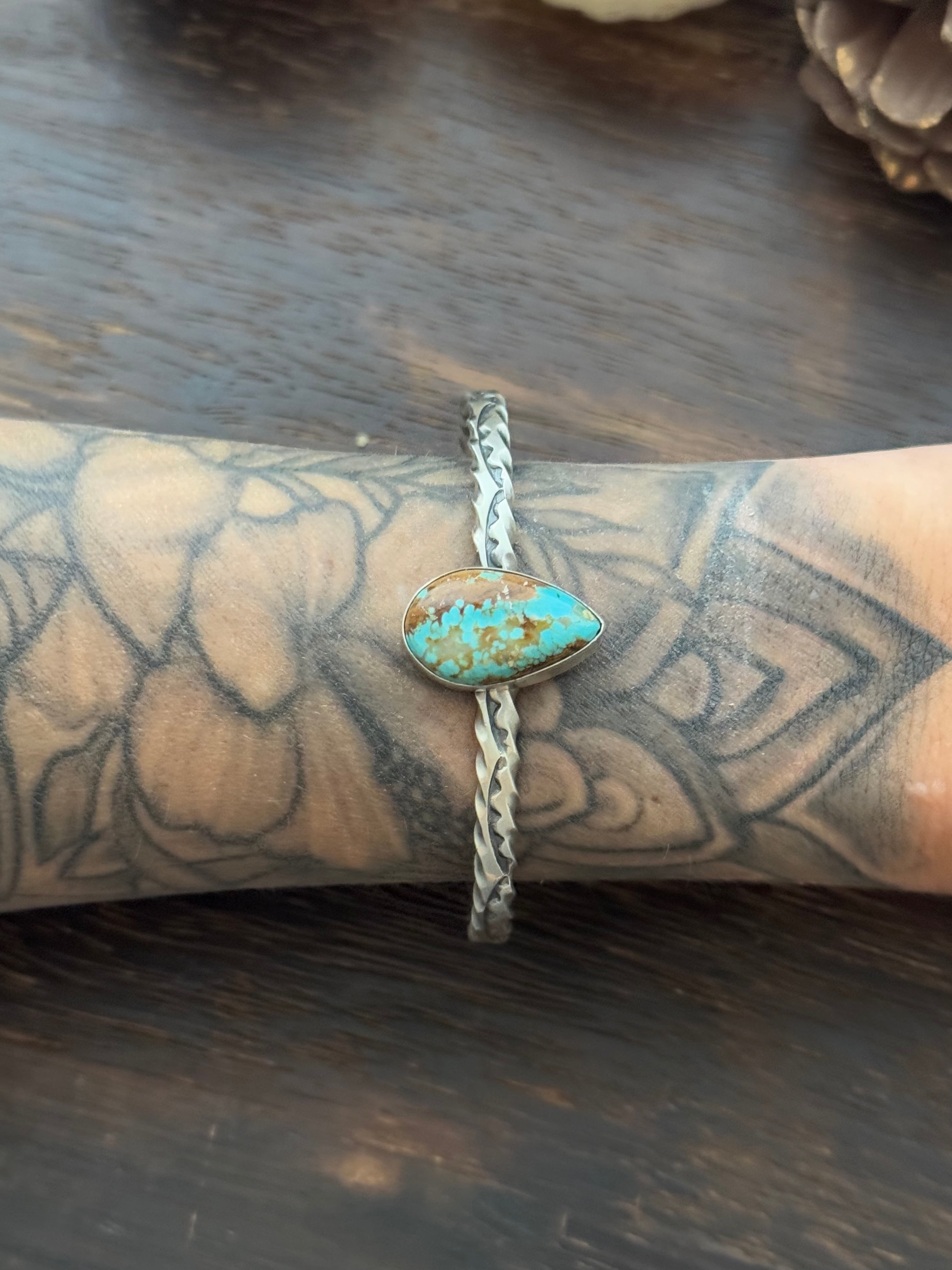 Navajo Made Royston Turquoise & Sterling Silver Cuff Bracelet