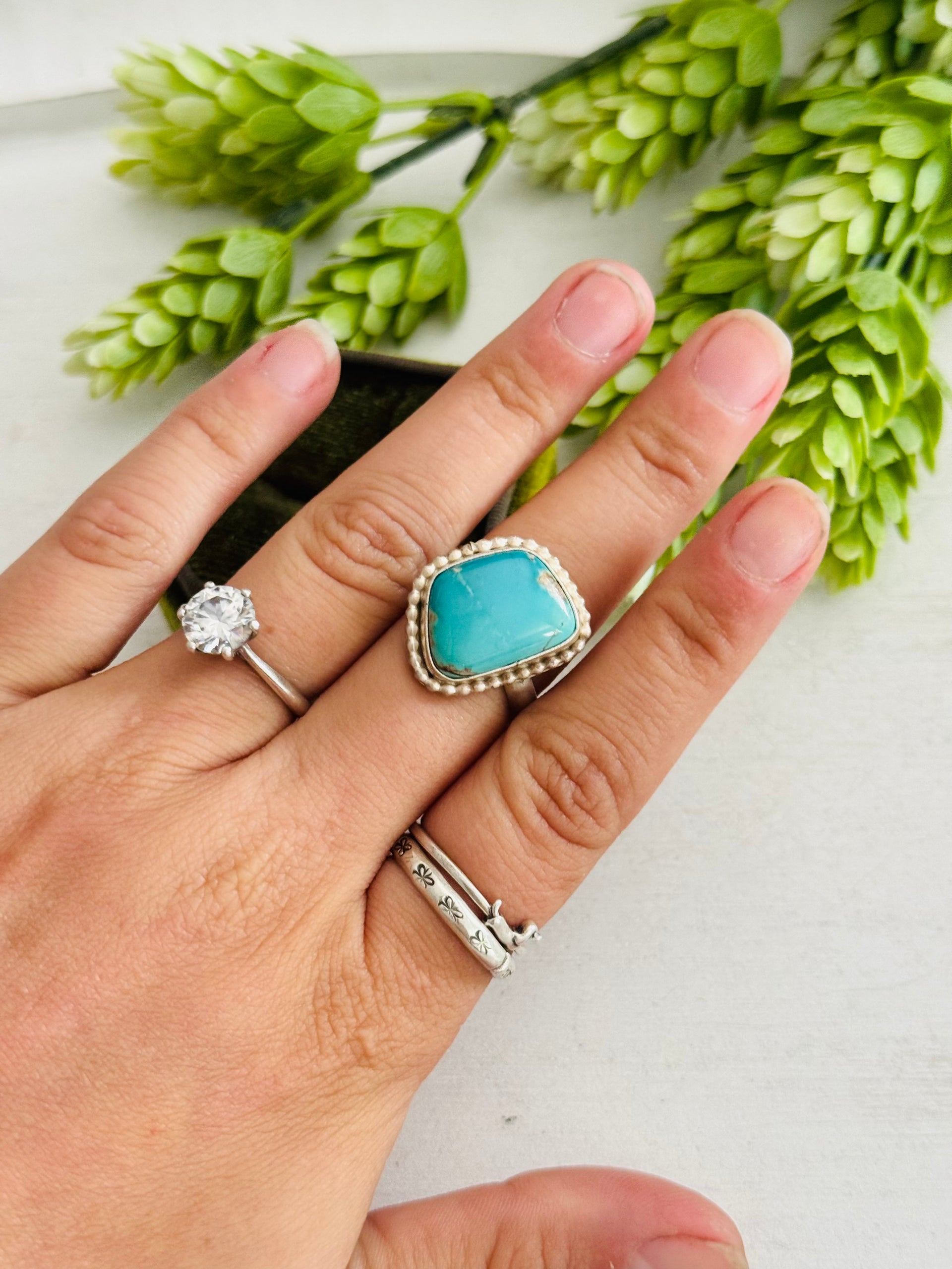 Eli Skeets Royston Turquoise & Sterling Silver Adjustable Ring