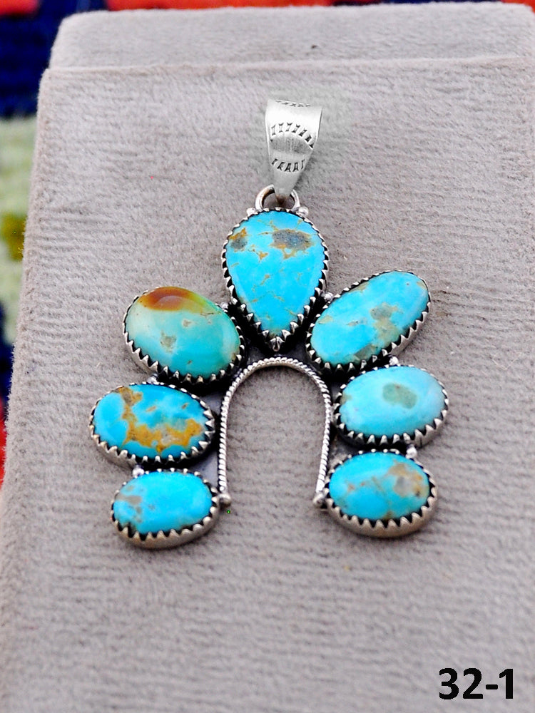 Southwest Handmade Santa Maria Turquoise & Sterling Silver Pendants