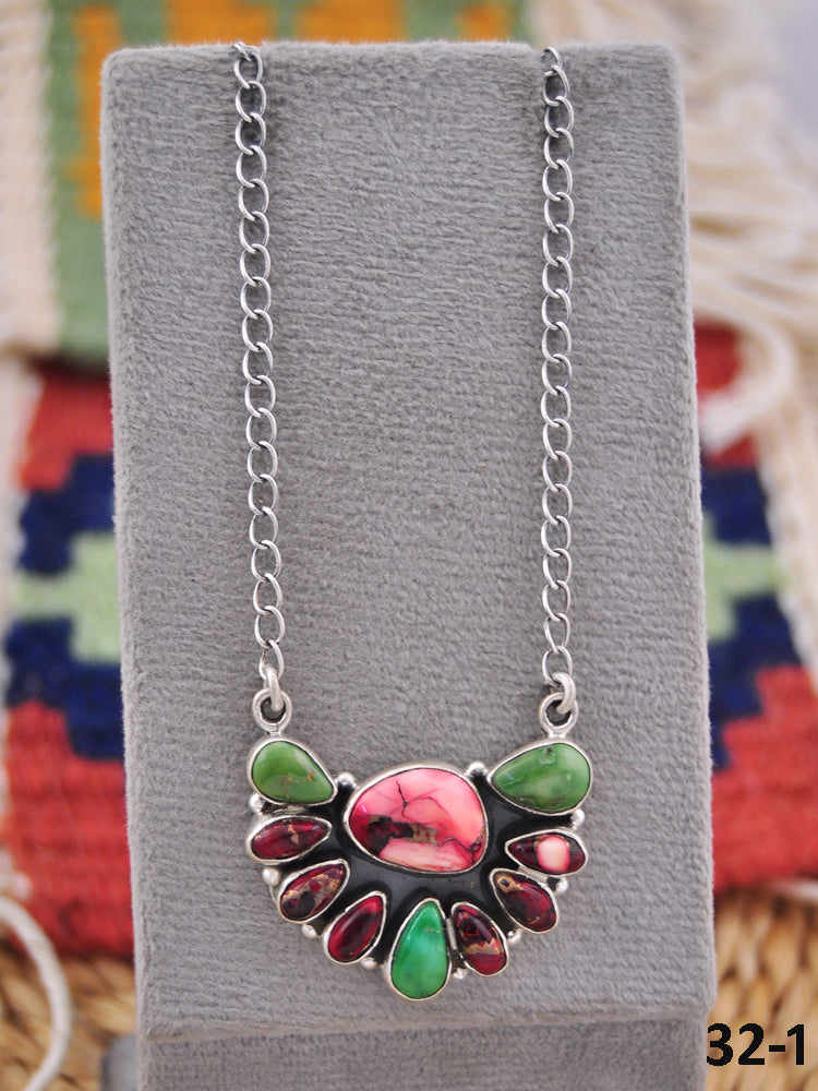 Southwest Made Multi Stone & Sterling Silver Necklace