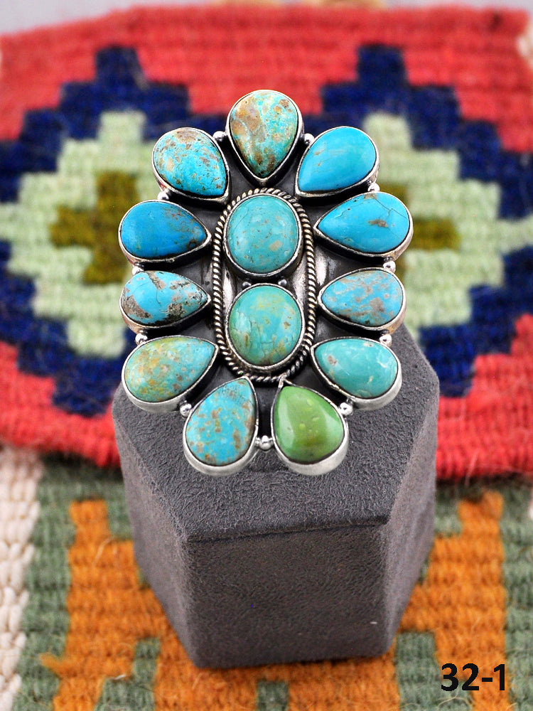 Southwest Made Royston Turquoise & Sterling Silver Adjustable Ring