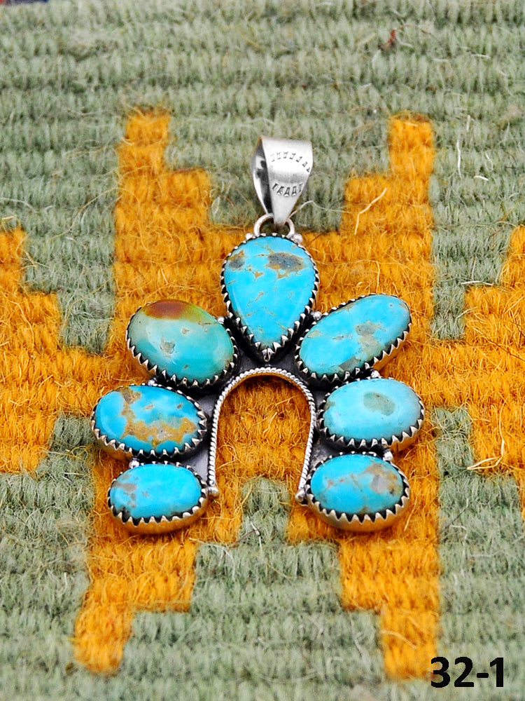 Southwest Handmade Santa Maria Turquoise & Sterling Silver Pendants