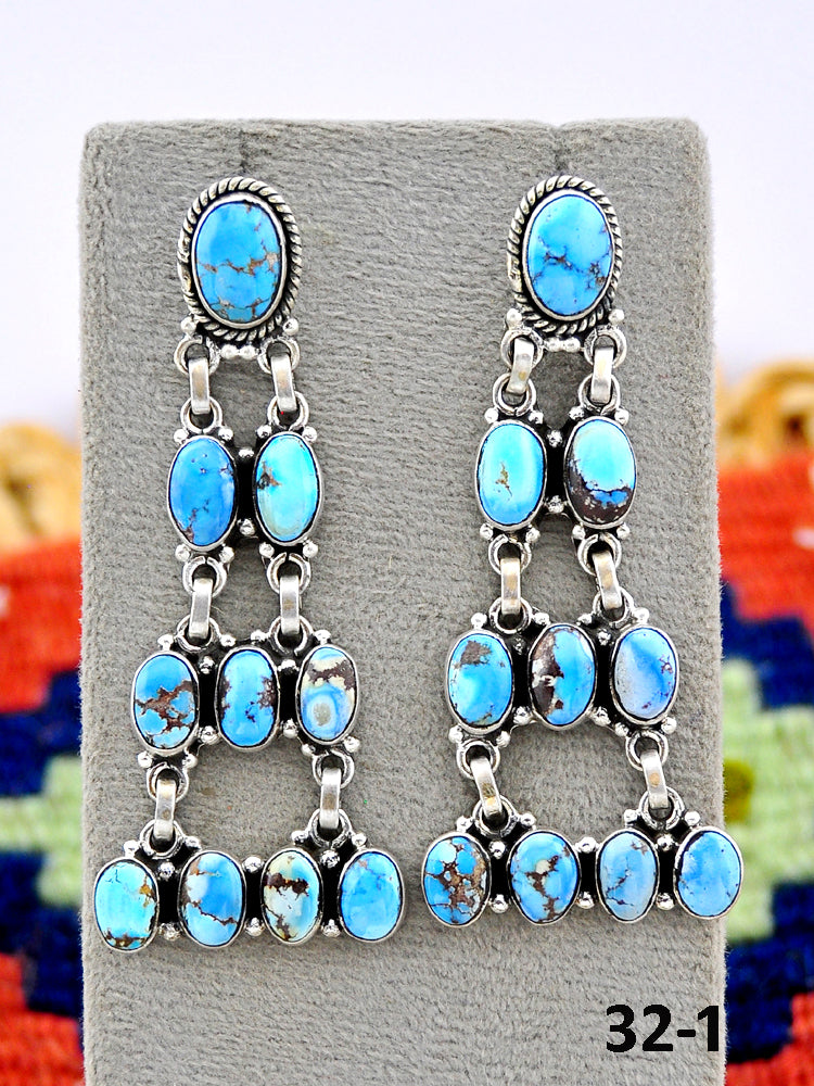 Southwest Made Golden Hills Turquoise & Sterling Silver Post Earrings
