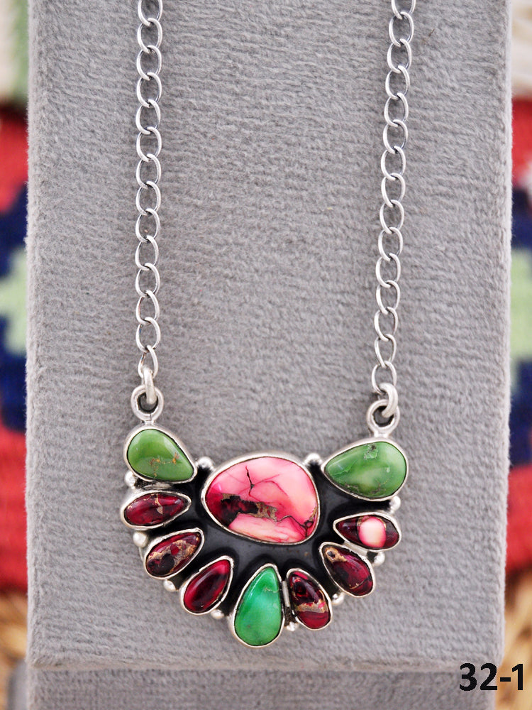 Southwest Made Multi Stone & Sterling Silver Necklace