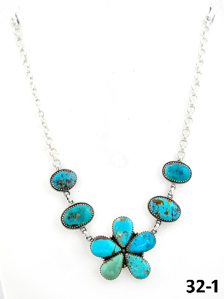 Southwest Handmade Red Skin Turquoise & Sterling Silver Necklace