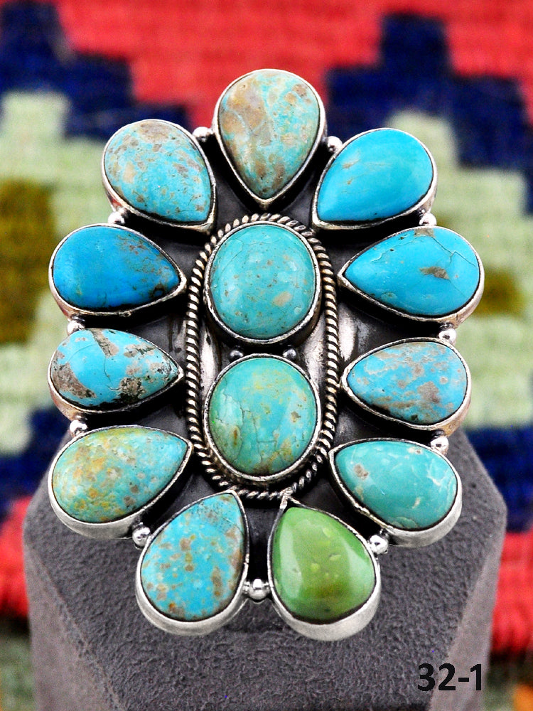 Southwest Made Royston Turquoise & Sterling Silver Adjustable Ring