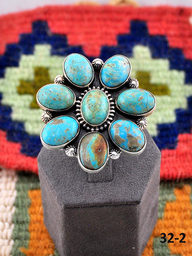 Southwest Made Royston Turquoise & Sterling Silver Adjustable Ring
