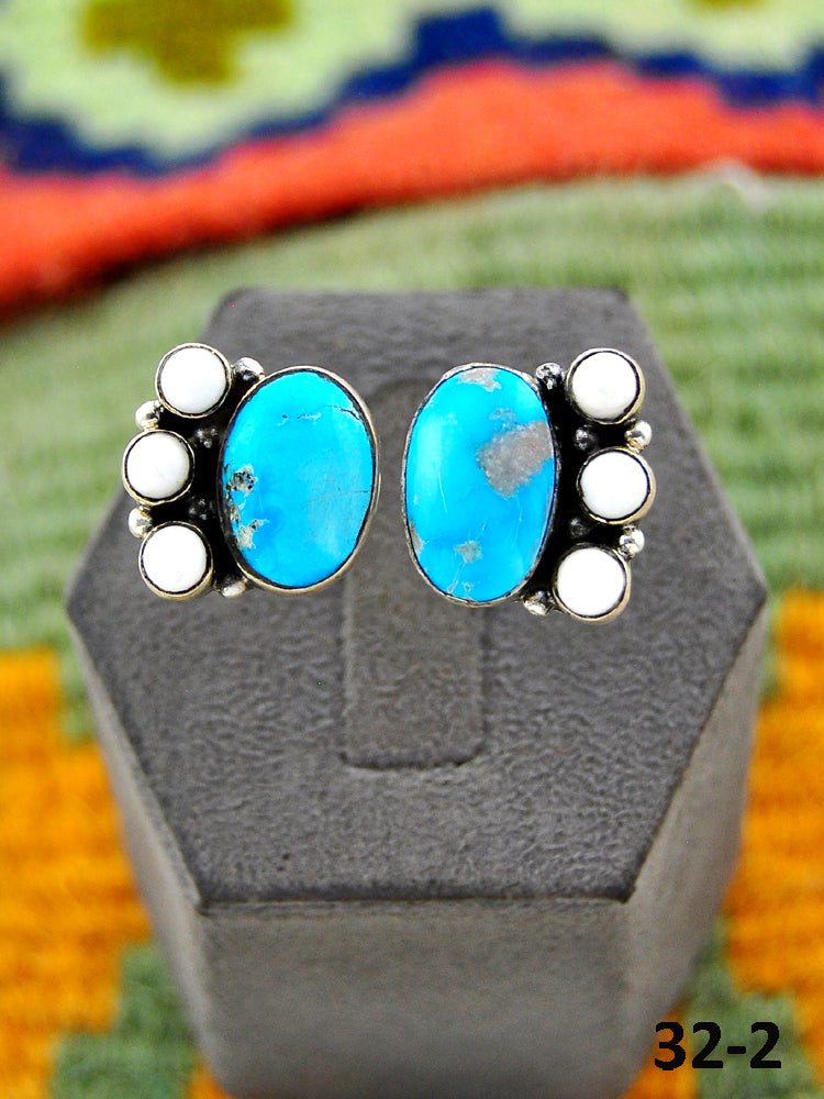 Southwest Handmade Sierra Bella Turquoise with White Buffalo & Sterling Silver Adjustable Ring