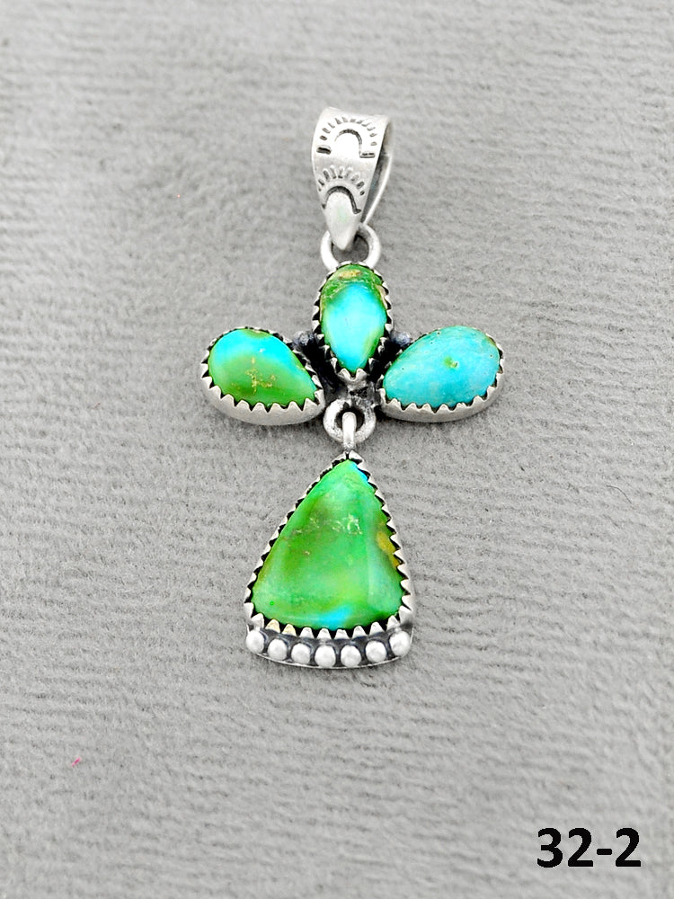 Southwest Handmade Sonoran Turquoise & Sterling Silver Pendants