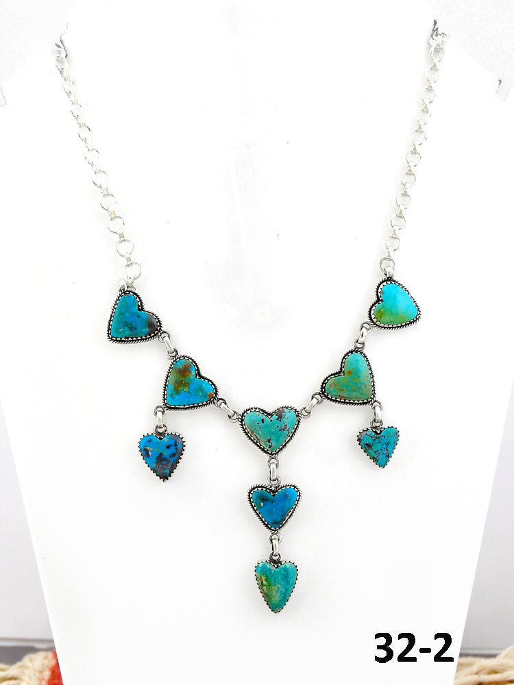 Southwest Handmade Red Skin Turquoise & Sterling Silver Necklace