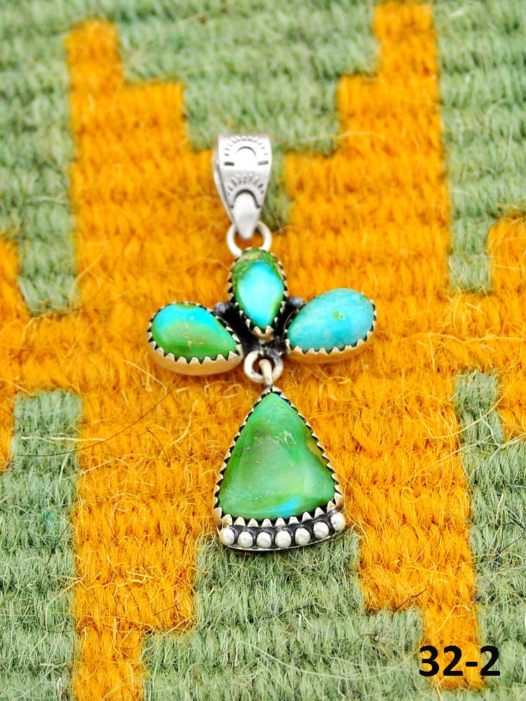 Southwest Handmade Sonoran Turquoise & Sterling Silver Pendants
