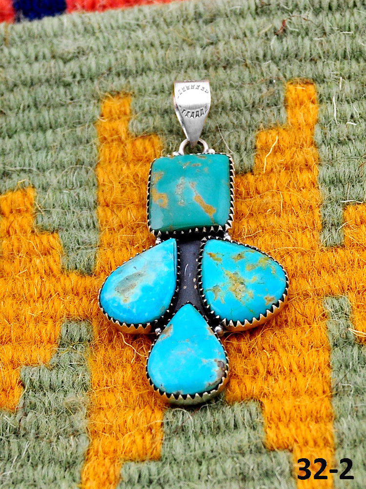 Southwest Handmade Santa Maria Turquoise & Sterling Silver Pendants