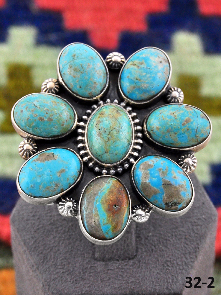 Southwest Made Royston Turquoise & Sterling Silver Adjustable Ring