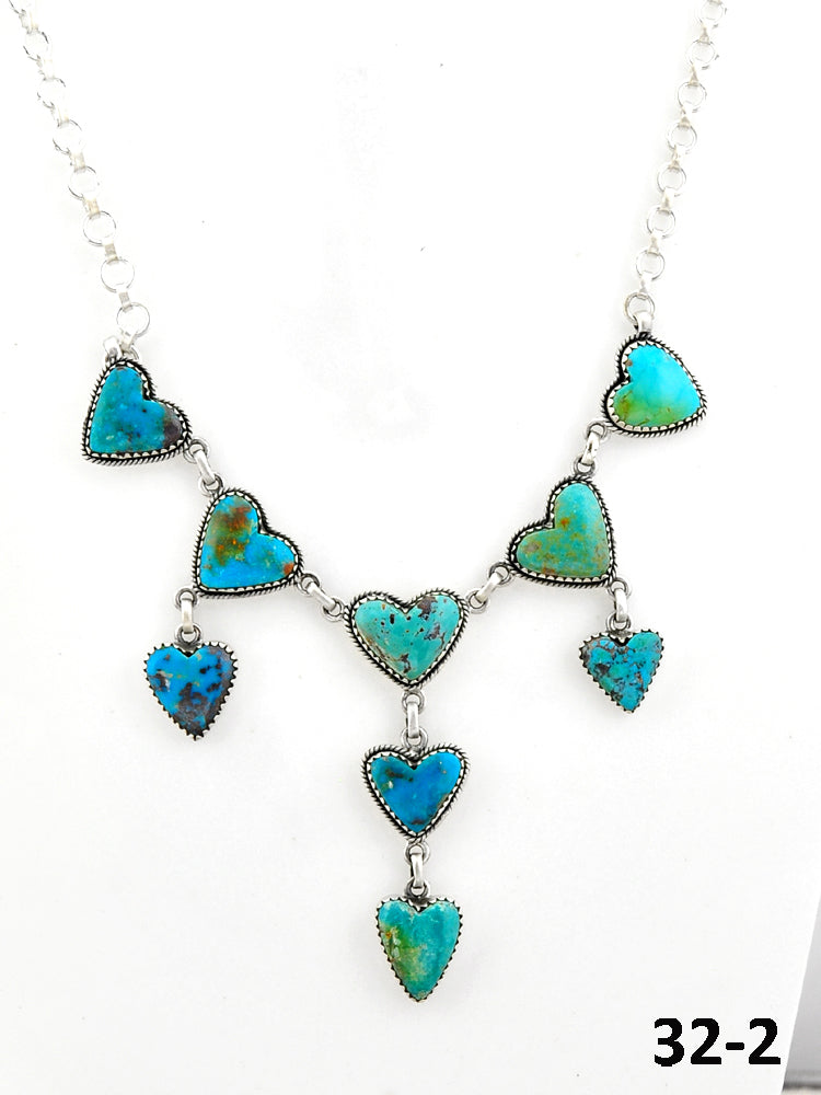 Southwest Handmade Red Skin Turquoise & Sterling Silver Necklace