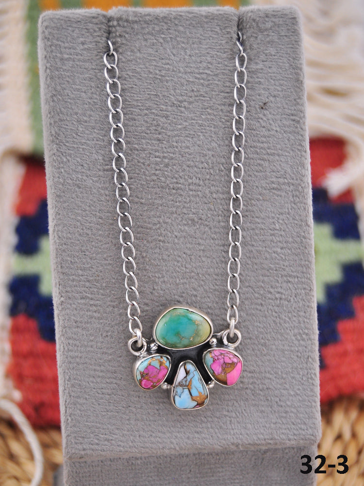 Southwest Made Multi Stone & Sterling Silver Necklace
