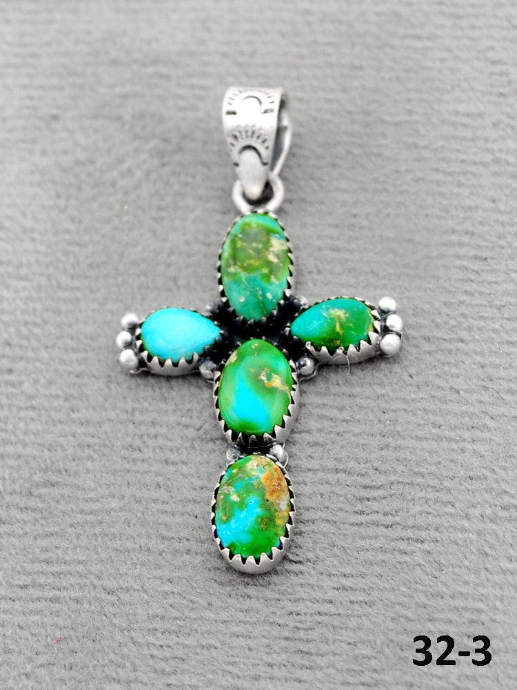 Southwest Handmade Sonoran Turquoise & Sterling Silver Pendants