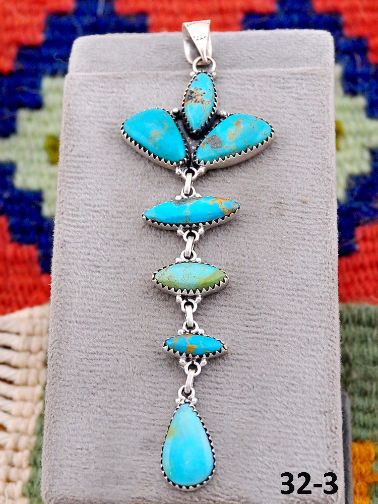 Southwest Handmade Santa Maria Turquoise & Sterling Silver Pendants