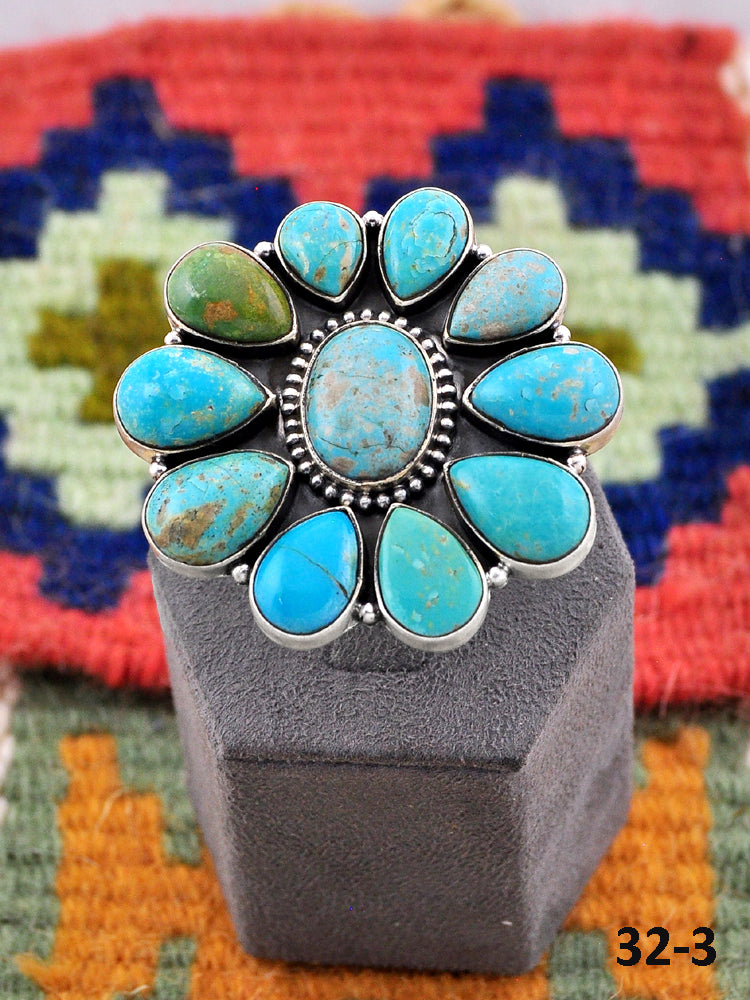 Southwest Made Royston Turquoise & Sterling Silver Adjustable Ring