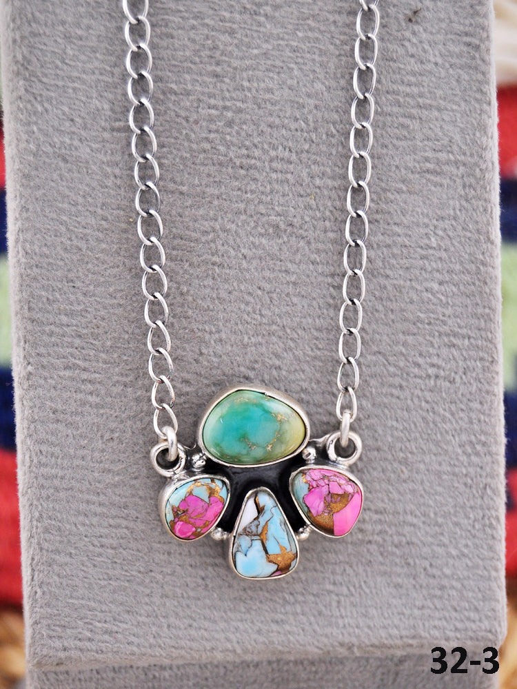 Southwest Made Multi Stone & Sterling Silver Necklace