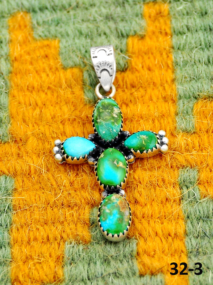 Southwest Handmade Sonoran Turquoise & Sterling Silver Pendants