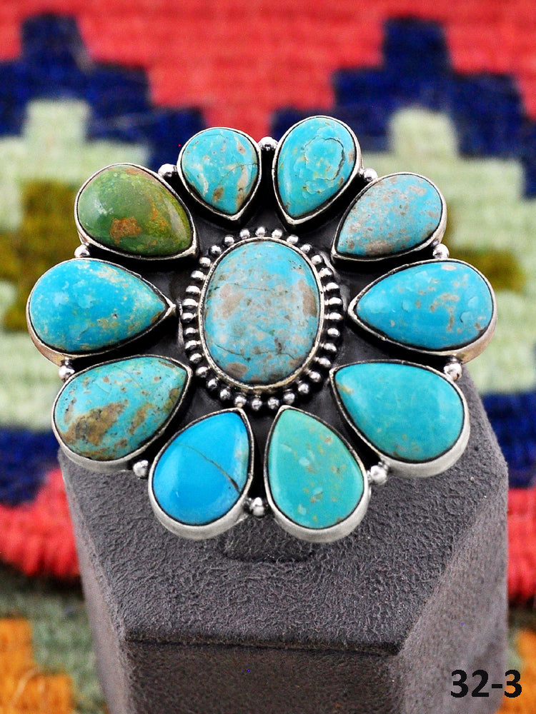 Southwest Made Royston Turquoise & Sterling Silver Adjustable Ring