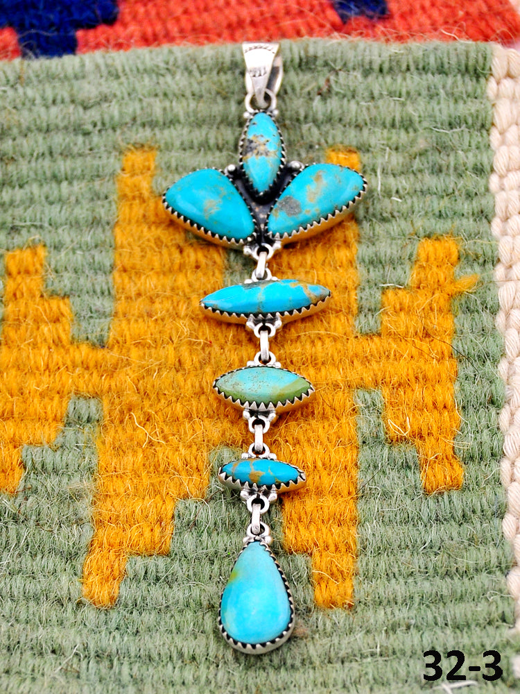 Southwest Handmade Santa Maria Turquoise & Sterling Silver Pendants