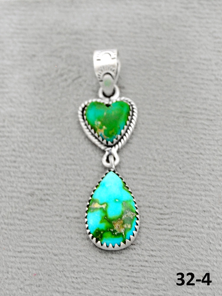 Southwest Handmade Sonoran Turquoise & Sterling Silver Pendants
