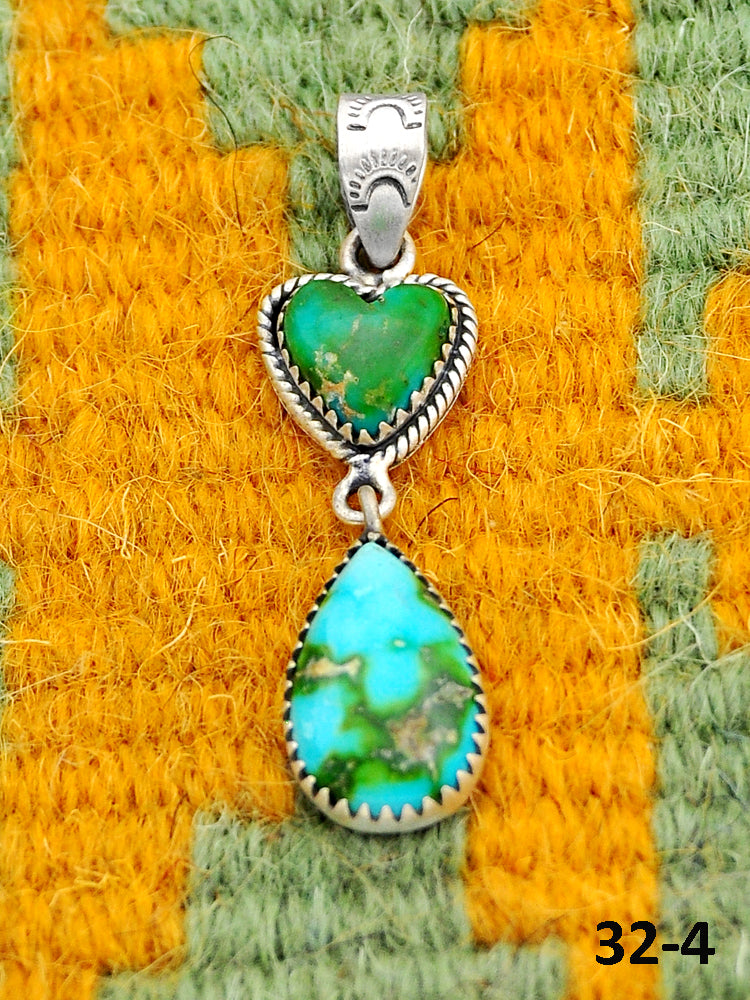 Southwest Handmade Sonoran Turquoise & Sterling Silver Pendants