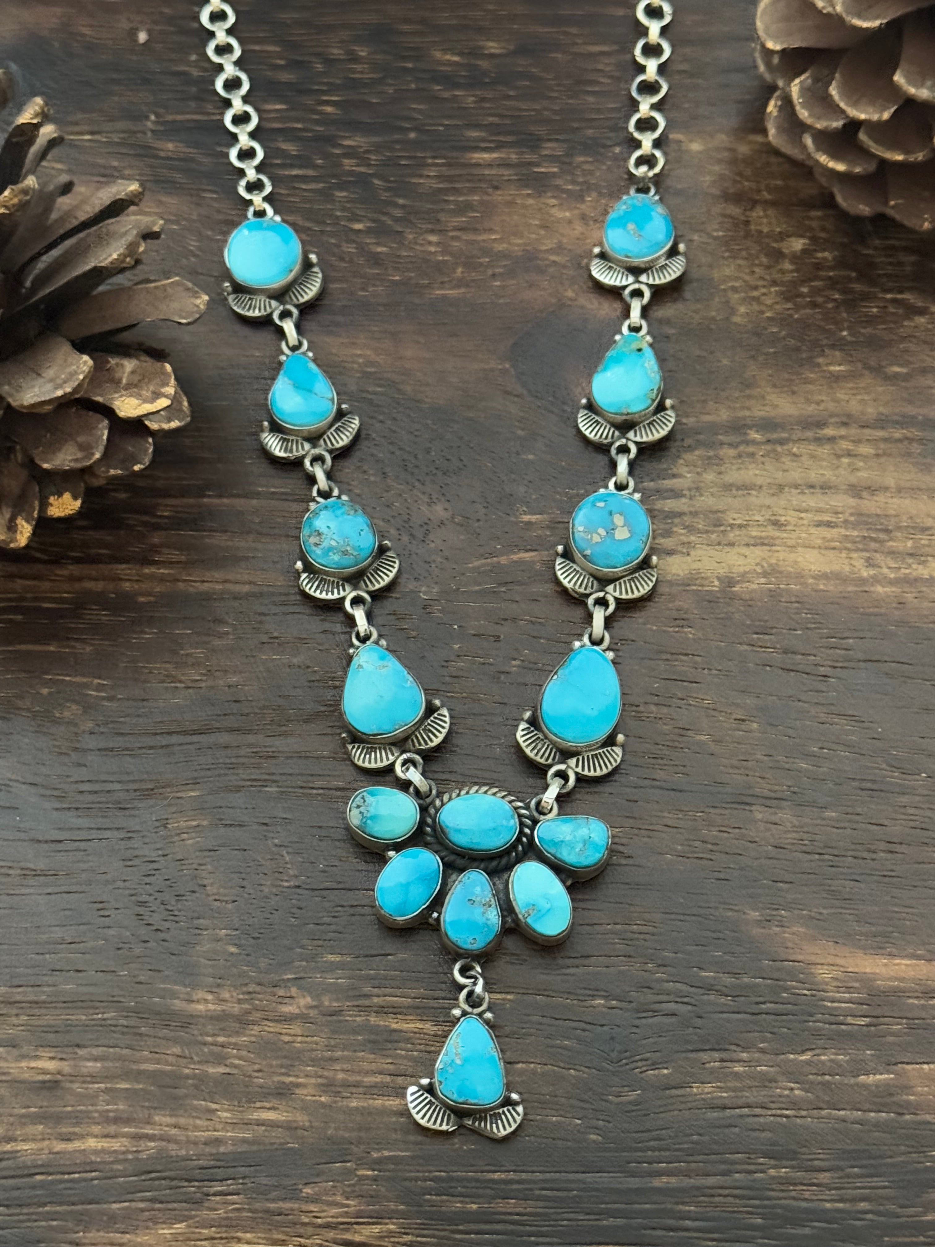 TTD Valley Blue Turquoise & Sterling Silver Lariat Necklace