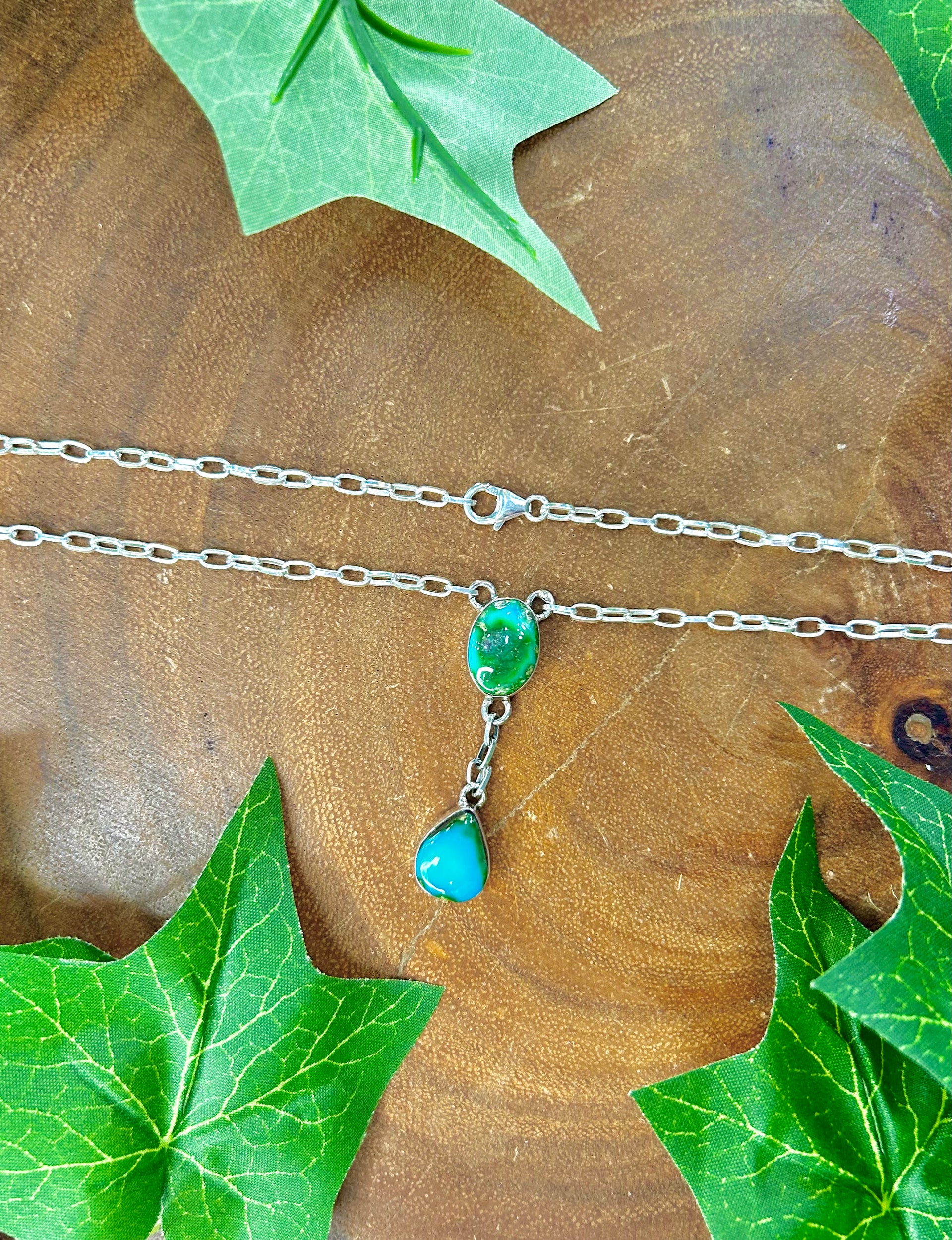 Southwest Made Sonoran Mountain Turquoise & Sterling Silver Cluster Necklace