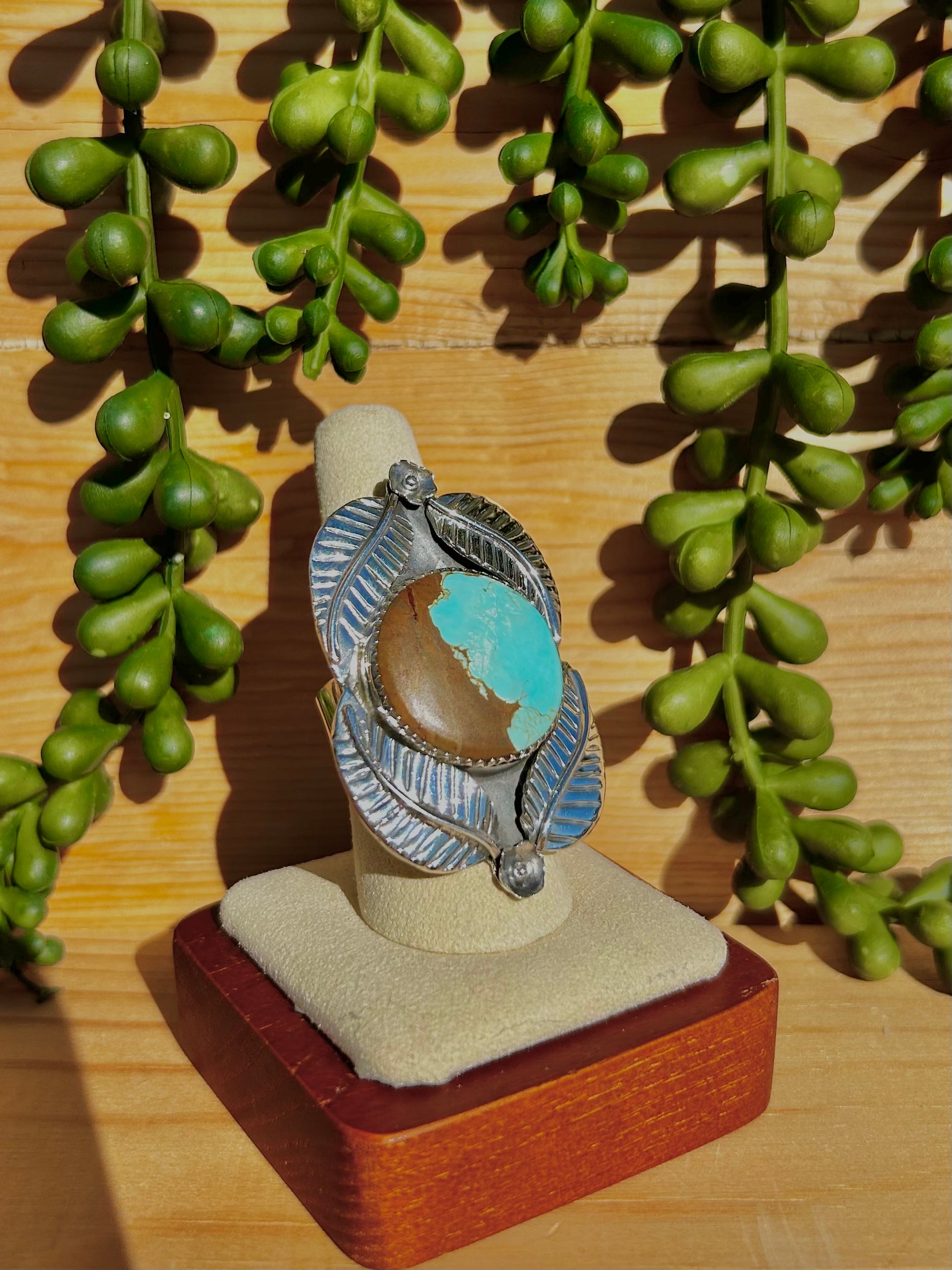 Southwest Number 8 Turquoise & Sterling Silver Ring Size 9