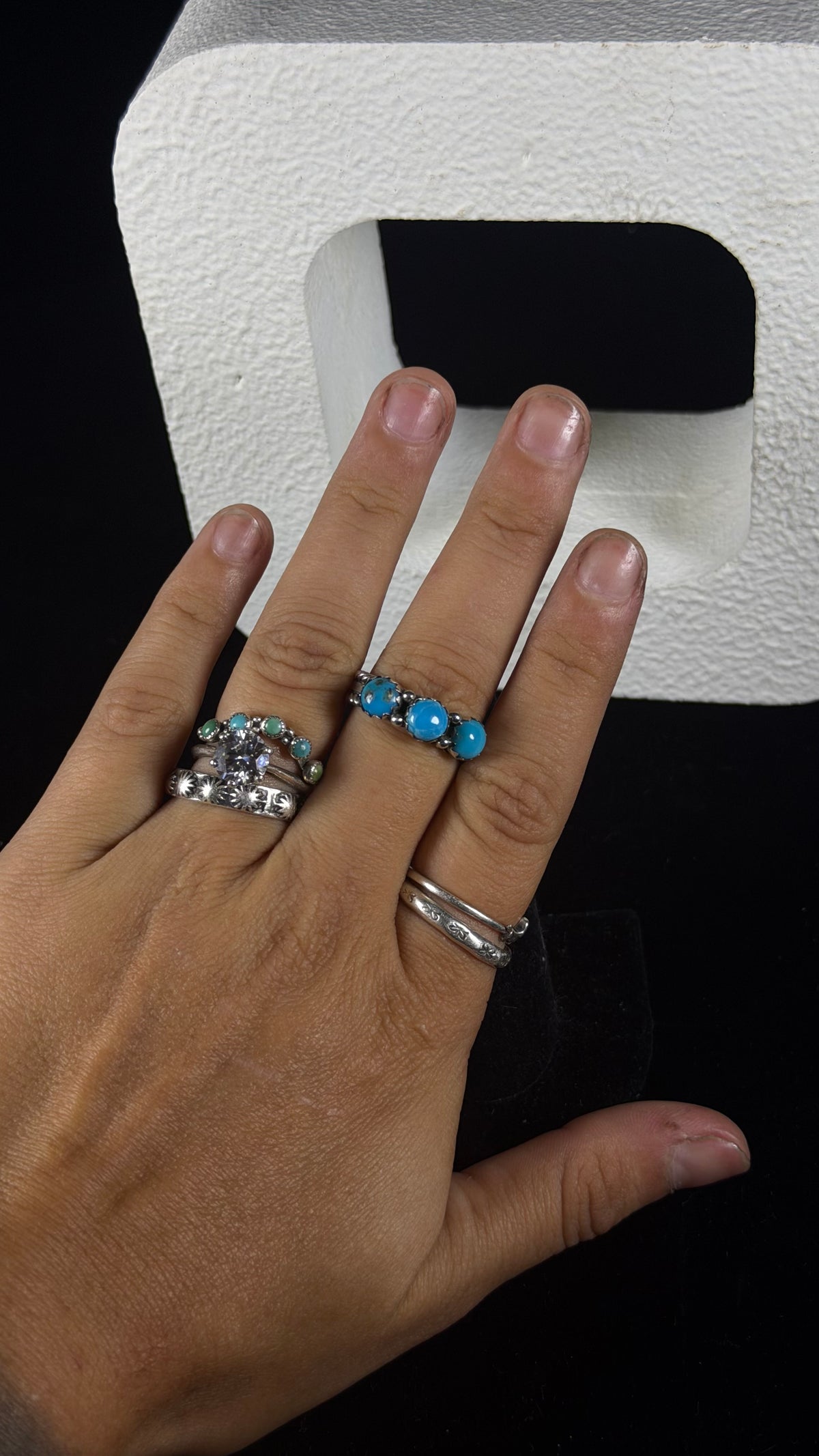 Navajo Made Kingman Turquoise  & Sterling Silver Band Ring