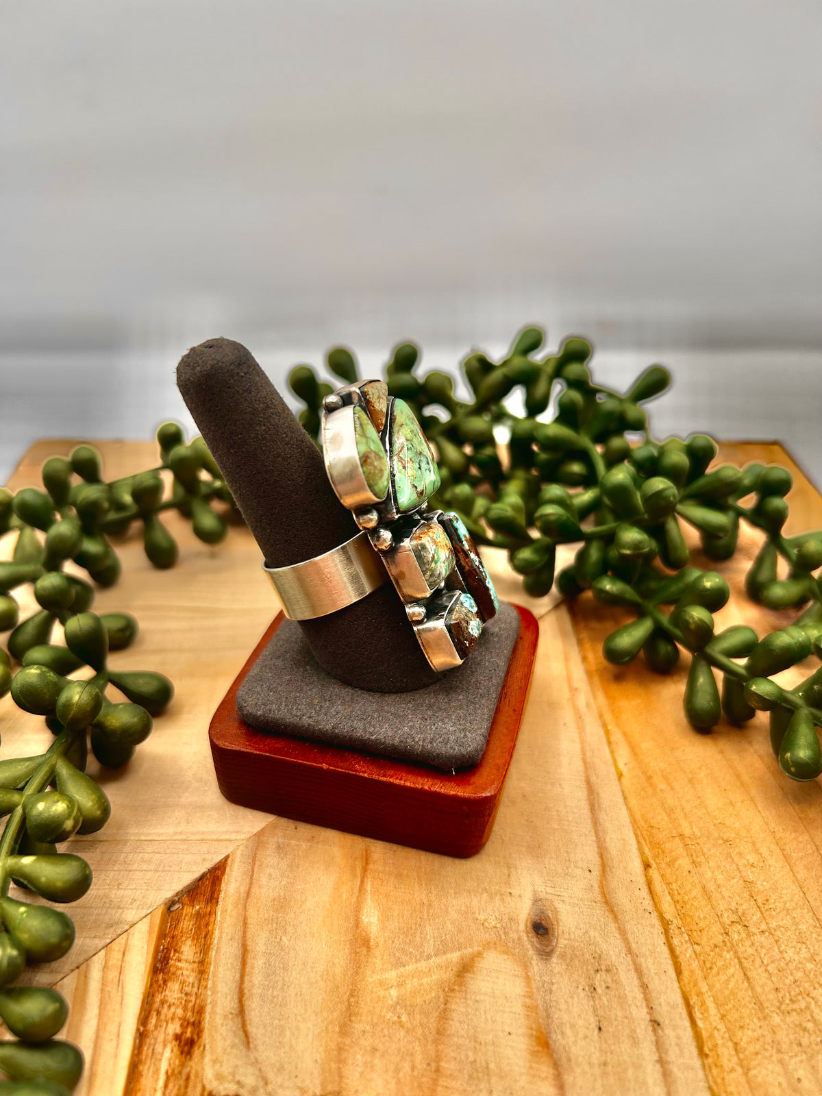 Navajo Made Carico Lake Turquoise  & Sterling Silver Adjustable Ring