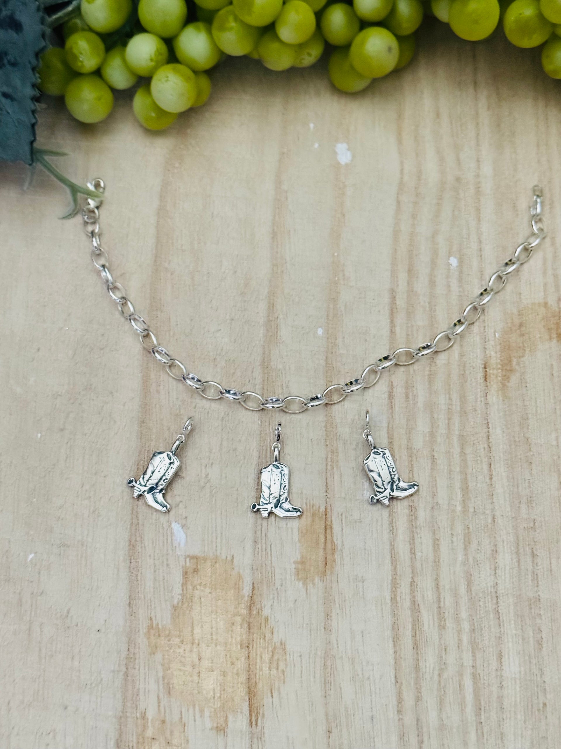 Navajo Made Sterling Silver Cowboy Boot Cast Charms
